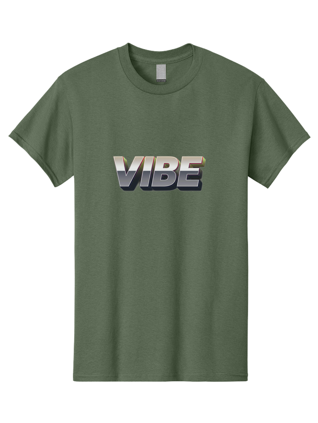 Vibe Men'S Graphic Tee, 100% Cotton, Comfortable Casual Summer Wear, Machine Washable, Vibe, Silver Text, Modern Font, Bold Typography, Sleek Design, Futuristic Style, Trendy Aesthetic, Contemporary Graphics, 3D Effect, Metallic Finish Bab571