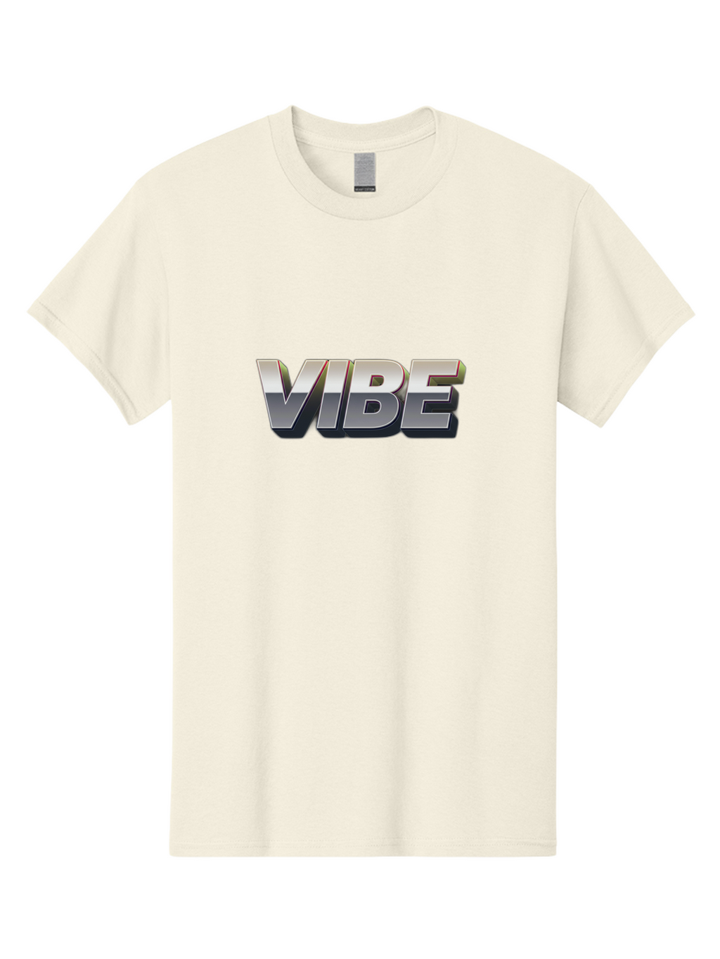 Vibe Men'S Graphic Tee, 100% Cotton, Comfortable Casual Summer Wear, Machine Washable, Vibe, Silver Text, Modern Font, Bold Typography, Sleek Design, Futuristic Style, Trendy Aesthetic, Contemporary Graphics, 3D Effect, Metallic Finish Bab571