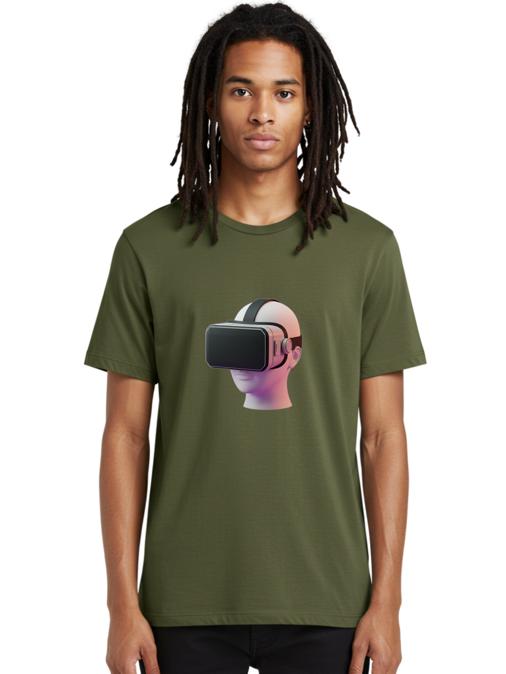 Vr-Headset-Mannequin Men'S Graphic Tee, 100% Cotton, Comfortable Casual Summer Wear, Machine Washable, Virtual Reality Headset, Vr Technology, Futuristic Design, Sleek Black, Modern Gadgets, Gaming, Immersive Experience, Innovative Tech Bab573
