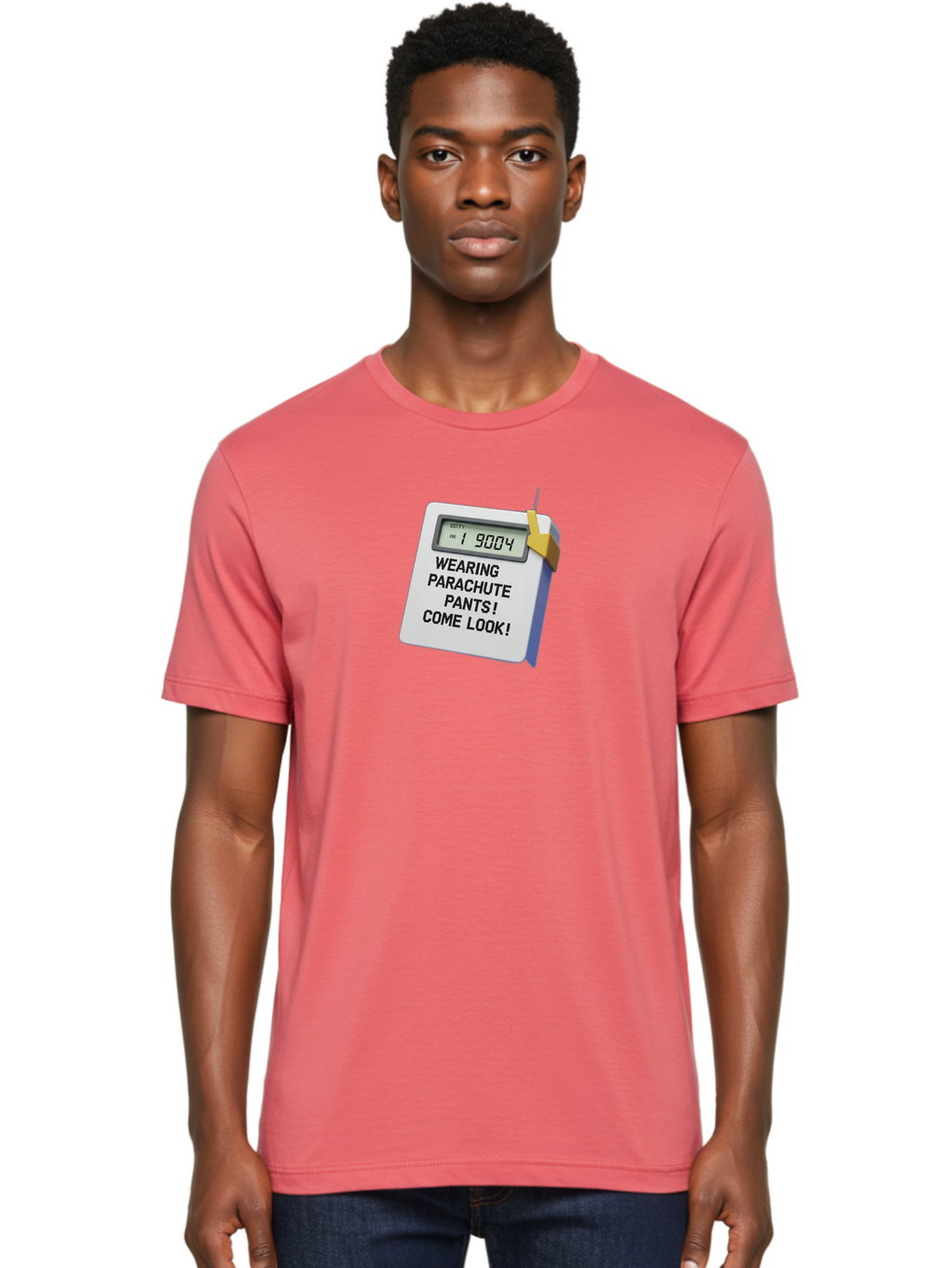 Wearing-Parachute-Pants-Come-Look Men'S Graphic Tee, 100% Cotton, Comfortable Casual Summer Wear, Machine Washable, Digital Calendar, 3D Rendering, Novelty Calendar, Fun Text, Parachute Pants Reference, Retro Fashion, 90S Nostalgia, Bab579