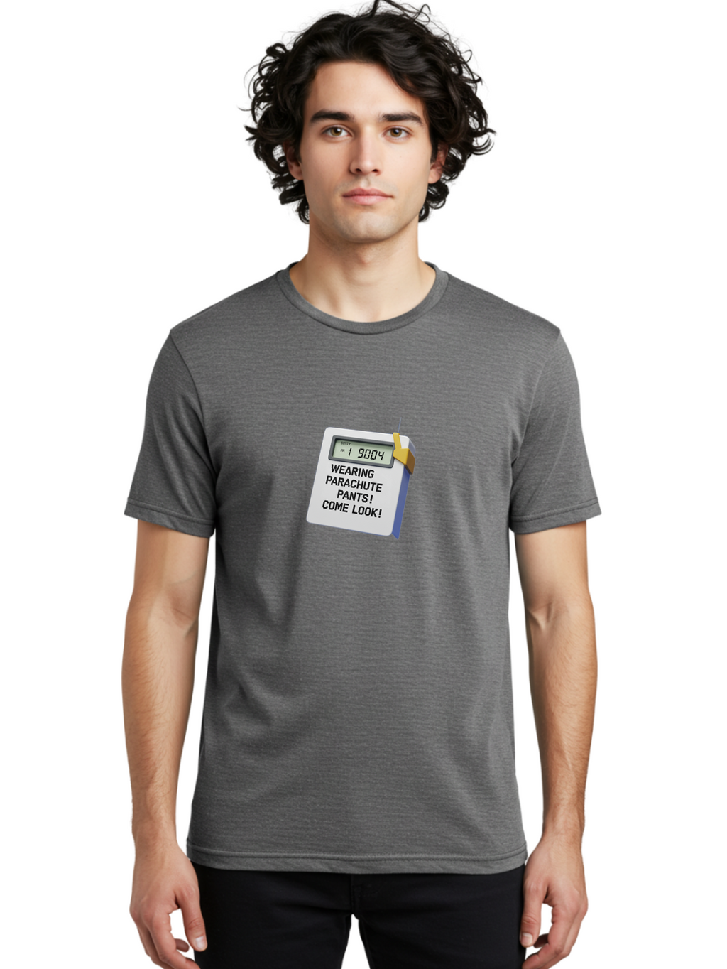 Wearing-Parachute-Pants-Come-Look Men'S Graphic Tee, 100% Cotton, Comfortable Casual Summer Wear, Machine Washable, Digital Calendar, 3D Rendering, Novelty Calendar, Fun Text, Parachute Pants Reference, Retro Fashion, 90S Nostalgia, Bab579