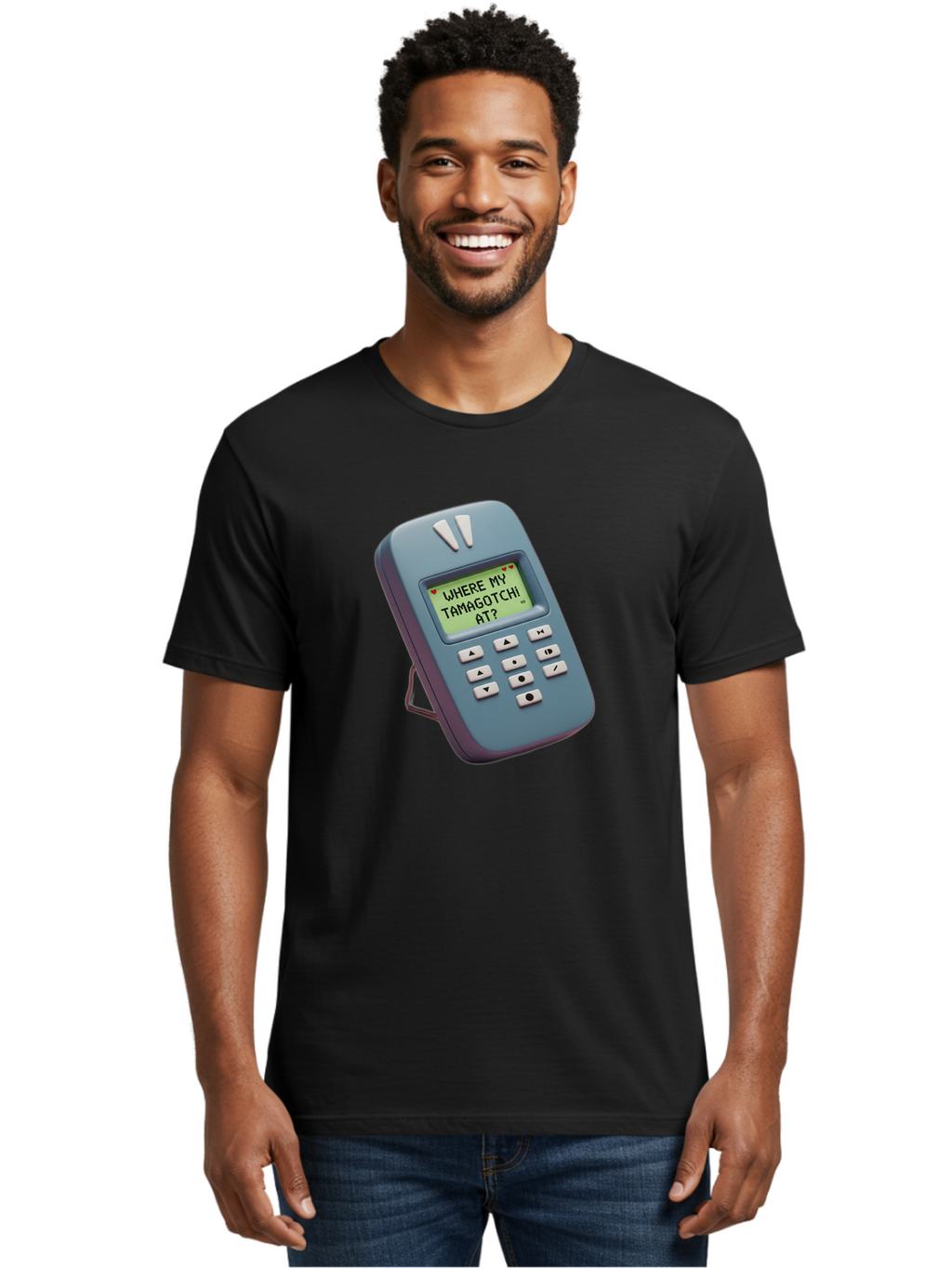 Where-My-Tamagotchi-At Men'S Graphic Tee, 100% Cotton, Comfortable Casual Summer Wear, Machine Washable, Retro Digital Pet, Nostalgic 90S Toy, Tamagotchi, Vintage Handheld Game, Classic Electronic Toy, Retro Gaming, Nostalgic Technology, Bab583