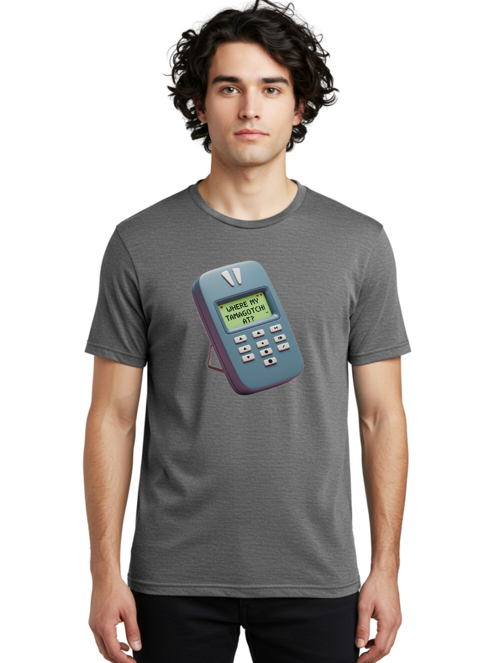 Where-My-Tamagotchi-At Men'S Graphic Tee, 100% Cotton, Comfortable Casual Summer Wear, Machine Washable, Retro Digital Pet, Nostalgic 90S Toy, Tamagotchi, Vintage Handheld Game, Classic Electronic Toy, Retro Gaming, Nostalgic Technology, Bab583