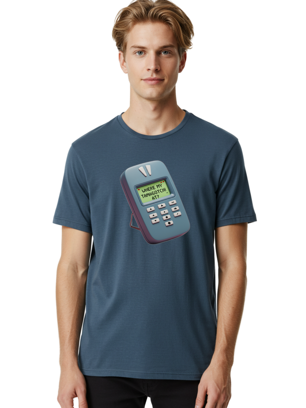 Where-My-Tamagotchi-At Men'S Graphic Tee, 100% Cotton, Comfortable Casual Summer Wear, Machine Washable, Retro Digital Pet, Nostalgic 90S Toy, Tamagotchi, Vintage Handheld Game, Classic Electronic Toy, Retro Gaming, Nostalgic Technology, Bab583