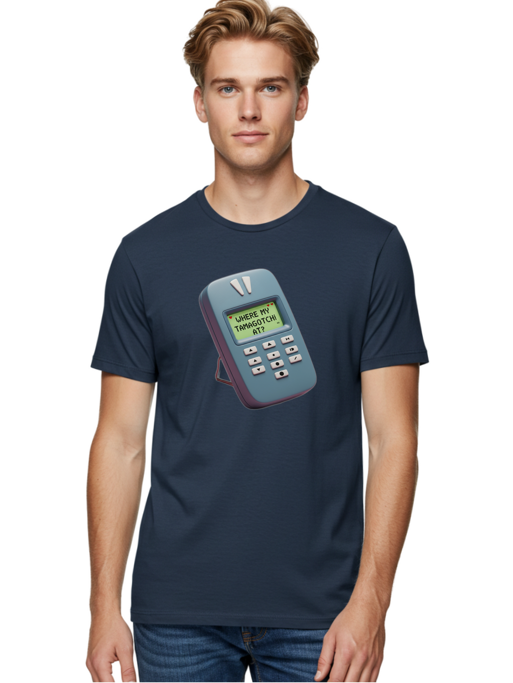 Where-My-Tamagotchi-At Men'S Graphic Tee, 100% Cotton, Comfortable Casual Summer Wear, Machine Washable, Retro Digital Pet, Nostalgic 90S Toy, Tamagotchi, Vintage Handheld Game, Classic Electronic Toy, Retro Gaming, Nostalgic Technology, Bab583