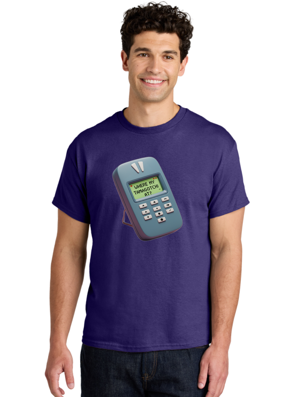 Where-My-Tamagotchi-At Men'S Graphic Tee, 100% Cotton, Comfortable Casual Summer Wear, Machine Washable, Retro Digital Pet, Nostalgic 90S Toy, Tamagotchi, Vintage Handheld Game, Classic Electronic Toy, Retro Gaming, Nostalgic Technology, Bab583