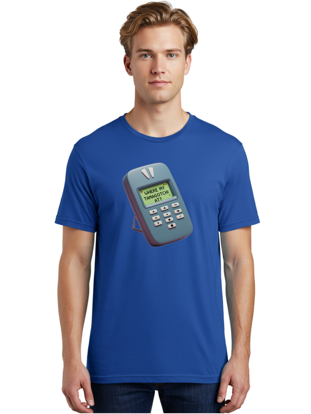 Where-My-Tamagotchi-At Men'S Graphic Tee, 100% Cotton, Comfortable Casual Summer Wear, Machine Washable, Retro Digital Pet, Nostalgic 90S Toy, Tamagotchi, Vintage Handheld Game, Classic Electronic Toy, Retro Gaming, Nostalgic Technology, Bab583