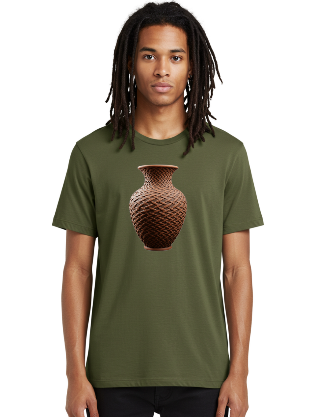 Wicker-Vase Men'S Graphic Tee, 100% Cotton, Comfortable Casual Summer Wear, Machine Washable, Woven Vase, Terracotta Pot, Earthy Tones, Woven Design, Traditional Craftsmanship, Handmade Pottery, Bohemian Decor, Rustic Charm, Home Decor Bab587