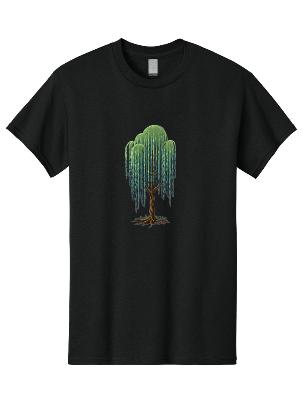 Willow-Tree Men'S Graphic Tee, 100% Cotton, Comfortable Casual Summer Wear, Machine Washable, Weeping Willow Tree, Twisted Trunk, Drooping Branches, Lush Foliage, Serene Landscape, Natural Scenery, Tree Roots Bab588