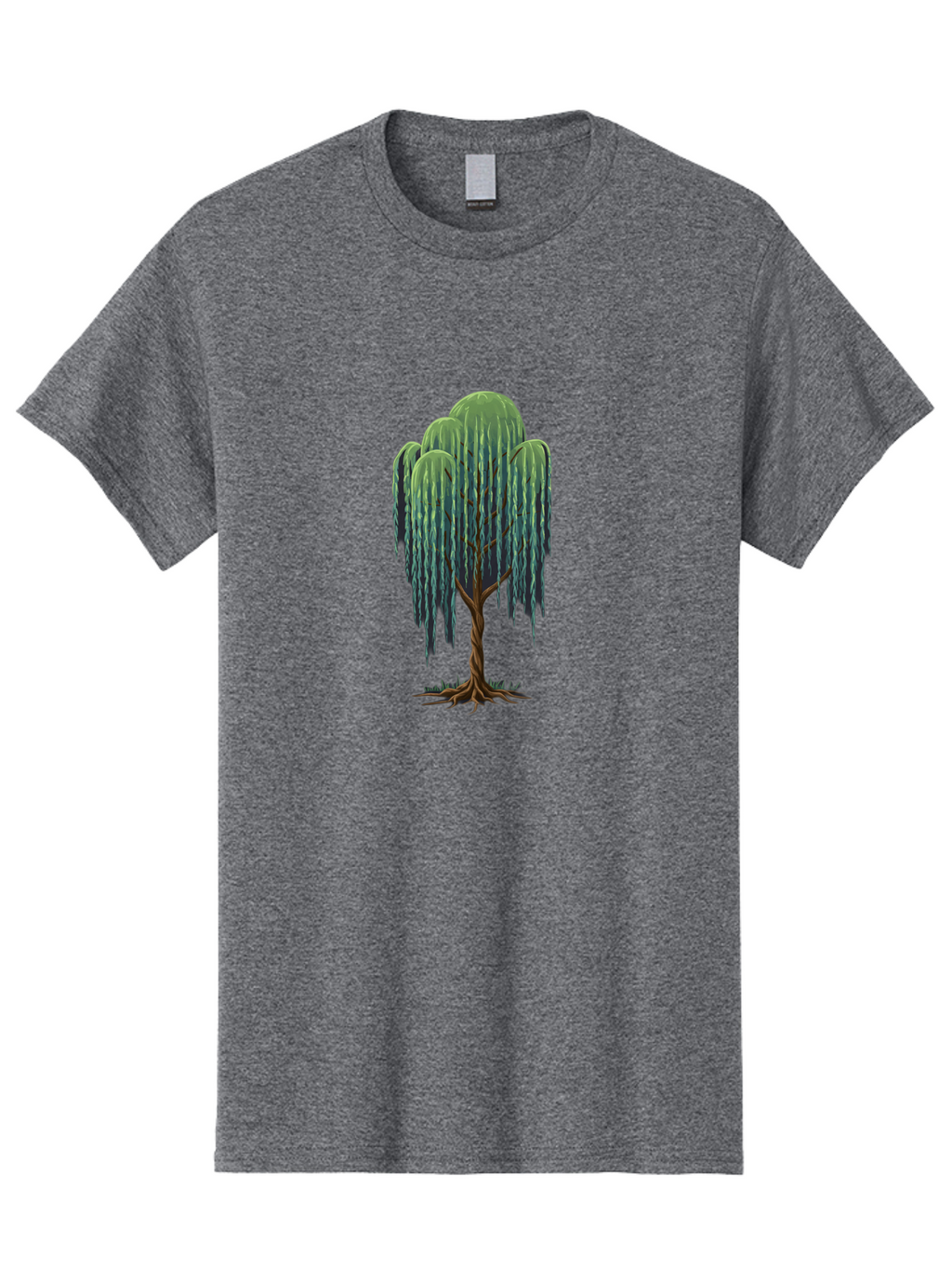 Willow-Tree Men'S Graphic Tee, 100% Cotton, Comfortable Casual Summer Wear, Machine Washable, Weeping Willow Tree, Twisted Trunk, Drooping Branches, Lush Foliage, Serene Landscape, Natural Scenery, Tree Roots Bab588
