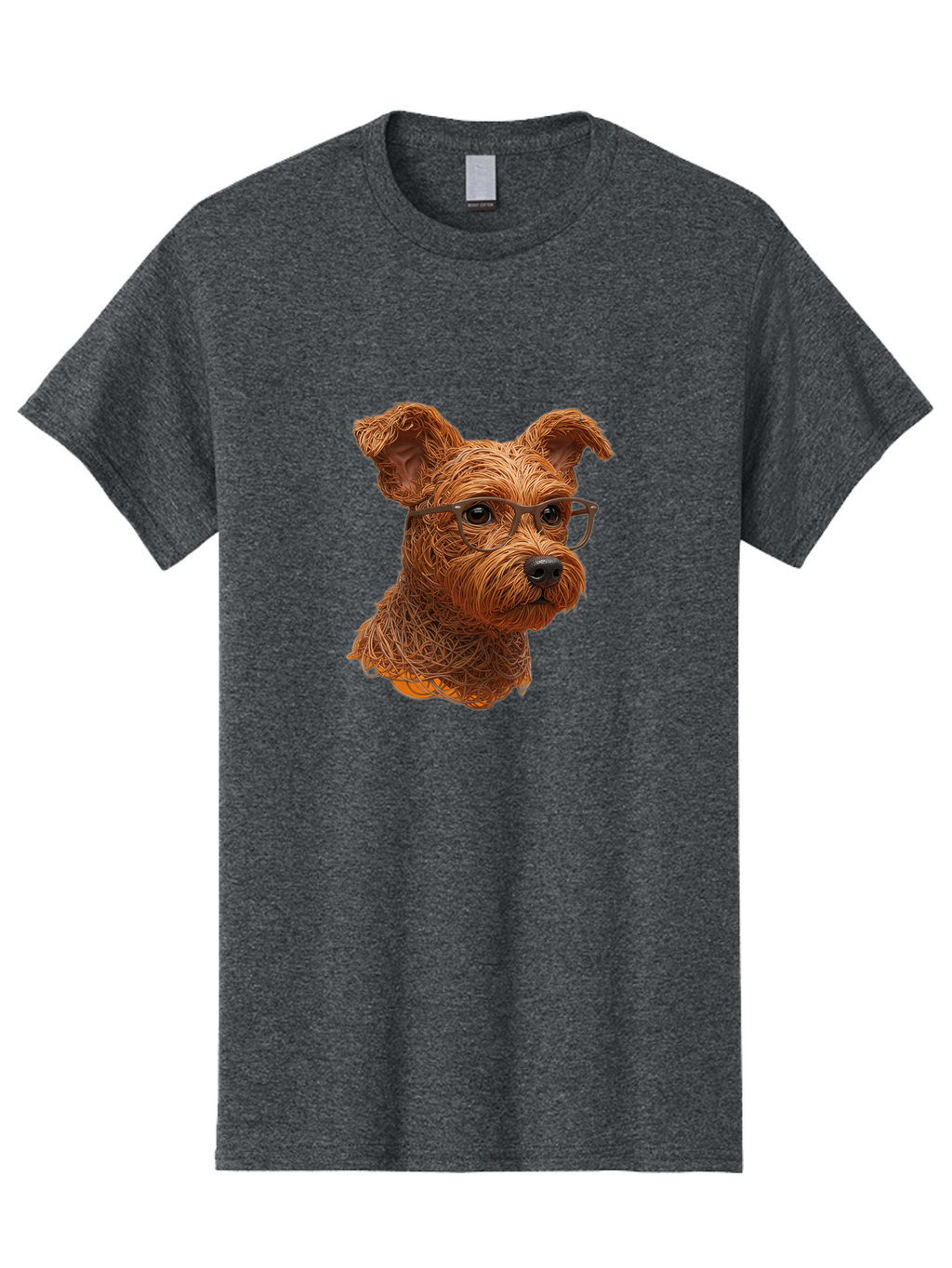 Wire-Dog-With-Glasses Men'S Graphic Tee, 100% Cotton, Comfortable Casual Summer Wear, Machine Washable, Dog Wearing Glasses, Wire Art Dog, Animal Portrait, Dog Portrait, Pet Illustration, Wire Sculpture, Creative Dog Art, Dog With Glasses, Bab589