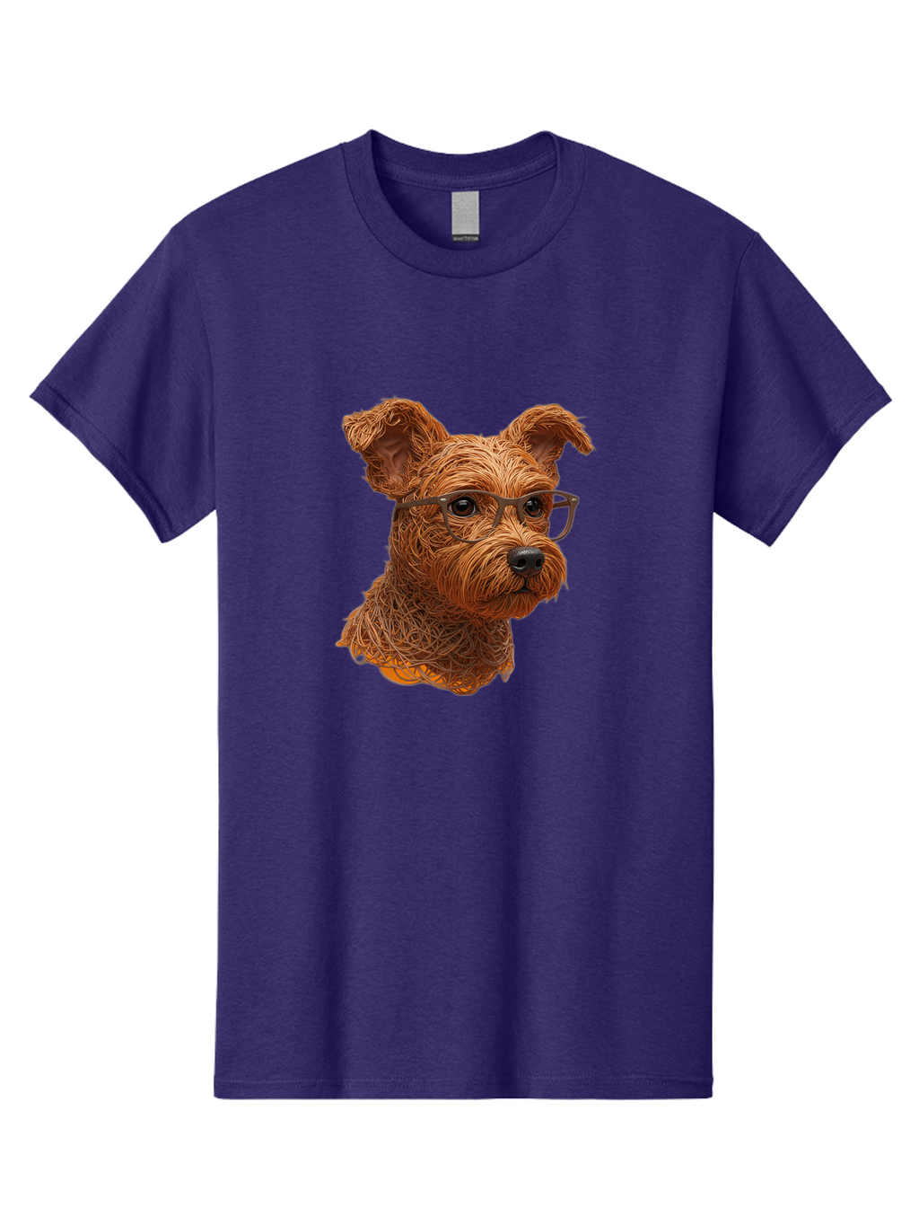 Wire-Dog-With-Glasses Men'S Graphic Tee, 100% Cotton, Comfortable Casual Summer Wear, Machine Washable, Dog Wearing Glasses, Wire Art Dog, Animal Portrait, Dog Portrait, Pet Illustration, Wire Sculpture, Creative Dog Art, Dog With Glasses, Bab589