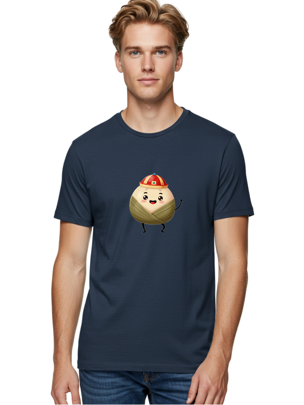 Xiaolongbao-1 Men'S Graphic Tee, 100% Cotton, Comfortable Casual Summer Wear, Machine Washable, Cartoon Dumpling, Steamed Bun, Happy Face, Kawaii Character, Chinese Food, Cute Illustration, Wrapped Dumpling, Smiling Face, Dumpling Character, Bab596