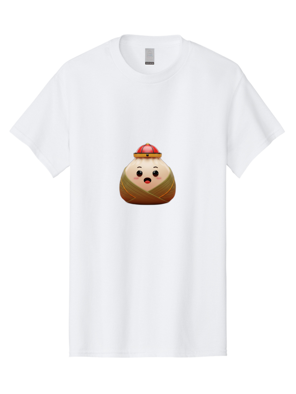 Xiaolongbao Men'S Graphic Tee, 100% Cotton, Comfortable Casual Summer Wear, Machine Washable, Cartoon Xiaolongbao, Chinese Dumpling, Steamed Bun, Surprised Expression, Adorable Character, Kawaii Food, Culinary Delight, Soup Dumpling Bab597