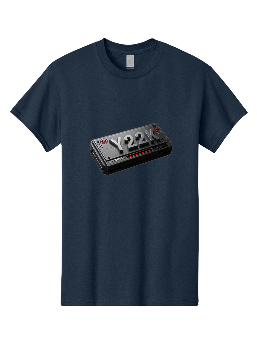 Y22K Men'S Graphic Tee, 100% Cotton, Comfortable Casual Summer Wear, Machine Washable, Futuristic Device, Y22K, Technology, Cyberpunk, Sleek Design, Metallic Surface, Red Accents, Futuristic Tech, Innovative Gadget, High-Tech Equipment, Bab598