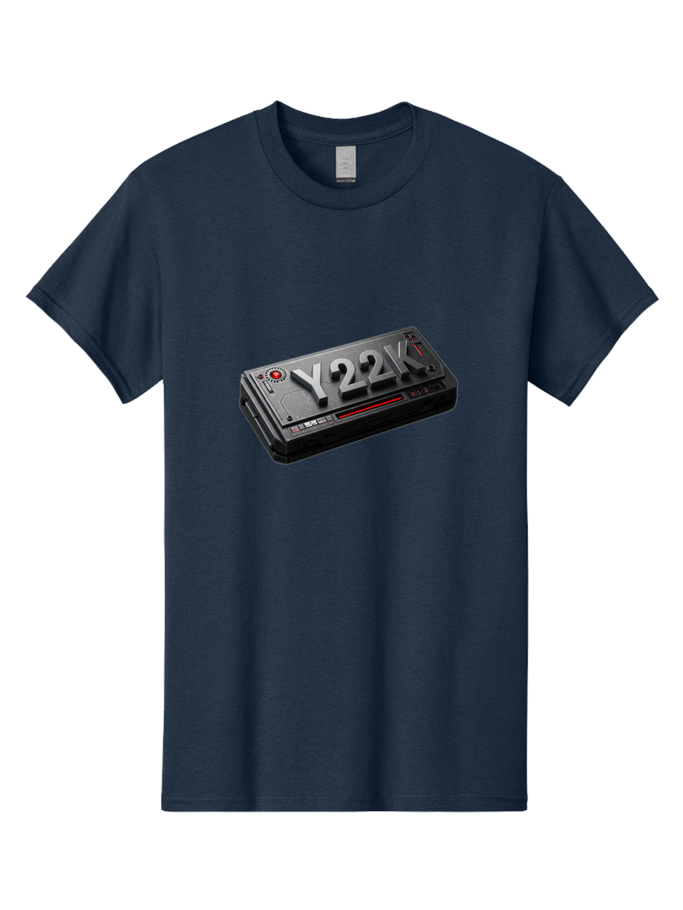 Y22K Men'S Graphic Tee, 100% Cotton, Comfortable Casual Summer Wear, Machine Washable, Futuristic Device, Y22K, Technology, Cyberpunk, Sleek Design, Metallic Surface, Red Accents, Futuristic Tech, Innovative Gadget, High-Tech Equipment, Bab598