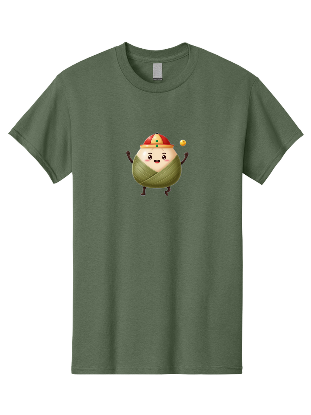 Zongzi-4 Men'S Graphic Tee, 100% Cotton, Comfortable Casual Summer Wear, Machine Washable, Zongzi Character, Dumpling Mascot, Chinese Food, Wrapped Dumpling, Cartoon Character, Playing Ball, Fun Design, Festive Atmosphere, Cultural Icon, Bab605
