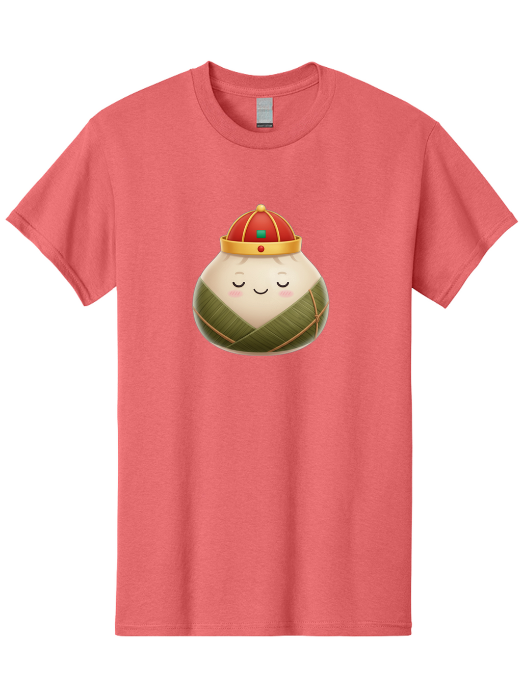 Zongzi-Dumpling-1 Men'S Graphic Tee, 100% Cotton, Comfortable Casual Summer Wear, Machine Washable, Traditional Chinese Food, Rice Dumpling, Wrapped In Bamboo Leaves, Festive Food, Cartoon Character, Smiling Face, Sleeping Expression, Bab607