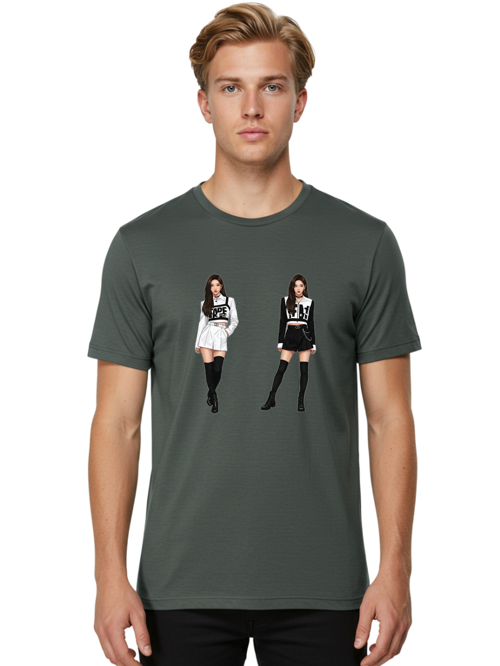 Aape-By-Baperama Men'S Graphic Tee, 100% Cotton, Comfortable Casual Summer Wear, Machine Washable, Fashion Illustration, Aape Clothing, Streetwear Style, Edgy Look, Bold Graphics, Monochrome Aesthetic, High-Contrast Visuals, Long Boots Bab616