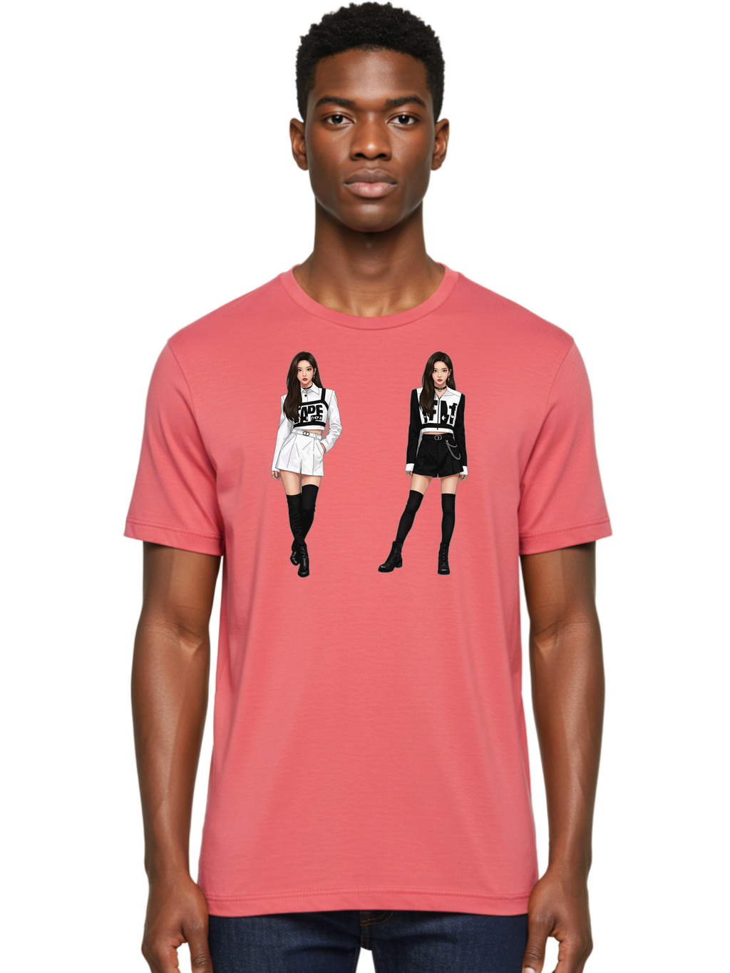 Aape-By-Baperama Men'S Graphic Tee, 100% Cotton, Comfortable Casual Summer Wear, Machine Washable, Fashion Illustration, Aape Clothing, Streetwear Style, Edgy Look, Bold Graphics, Monochrome Aesthetic, High-Contrast Visuals, Long Boots Bab616