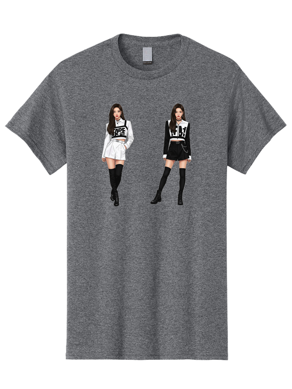 Aape-By-Baperama Men'S Graphic Tee, 100% Cotton, Comfortable Casual Summer Wear, Machine Washable, Fashion Illustration, Aape Clothing, Streetwear Style, Edgy Look, Bold Graphics, Monochrome Aesthetic, High-Contrast Visuals, Long Boots Bab616