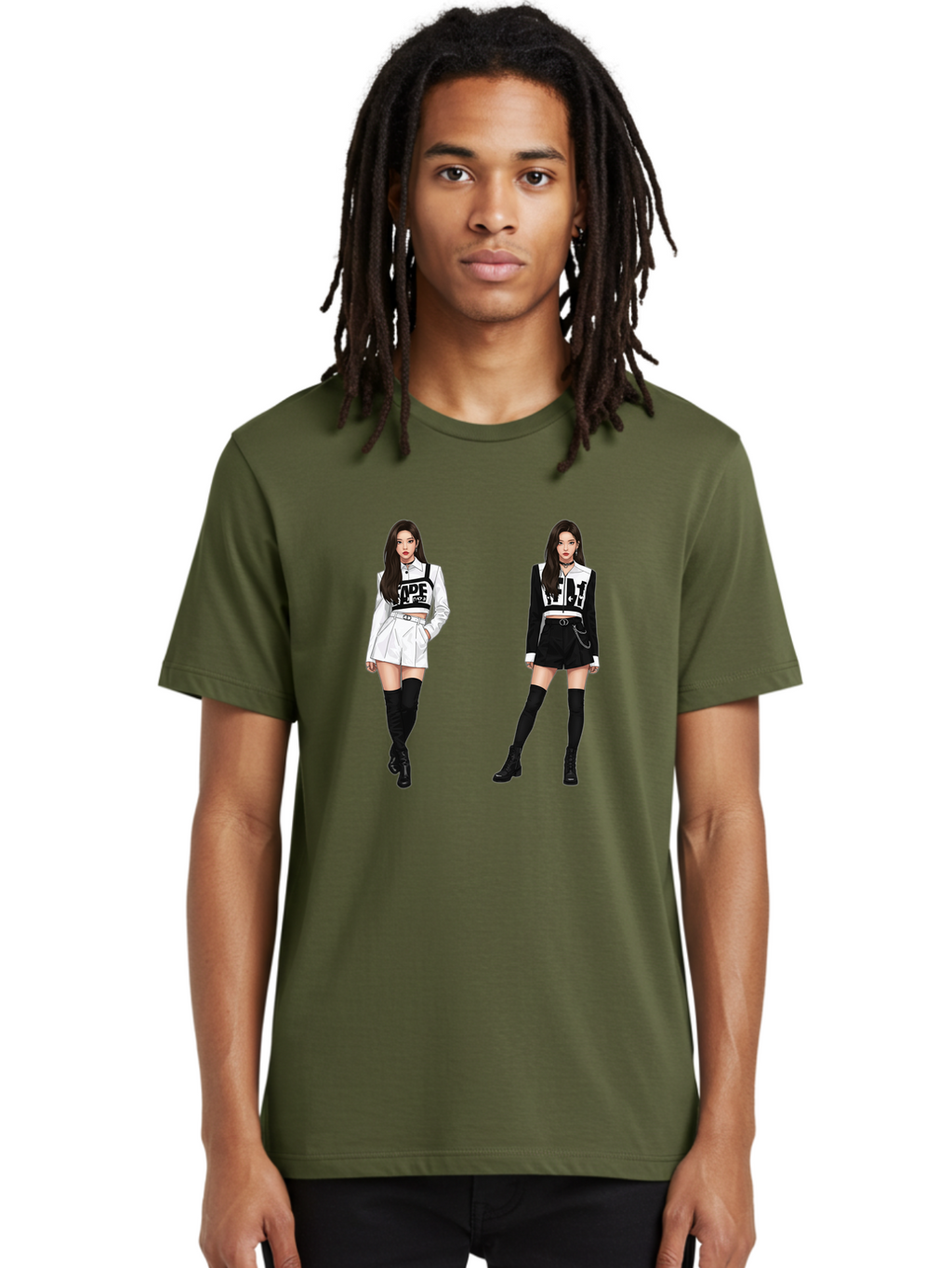 Aape-By-Baperama Men'S Graphic Tee, 100% Cotton, Comfortable Casual Summer Wear, Machine Washable, Fashion Illustration, Aape Clothing, Streetwear Style, Edgy Look, Bold Graphics, Monochrome Aesthetic, High-Contrast Visuals, Long Boots Bab616