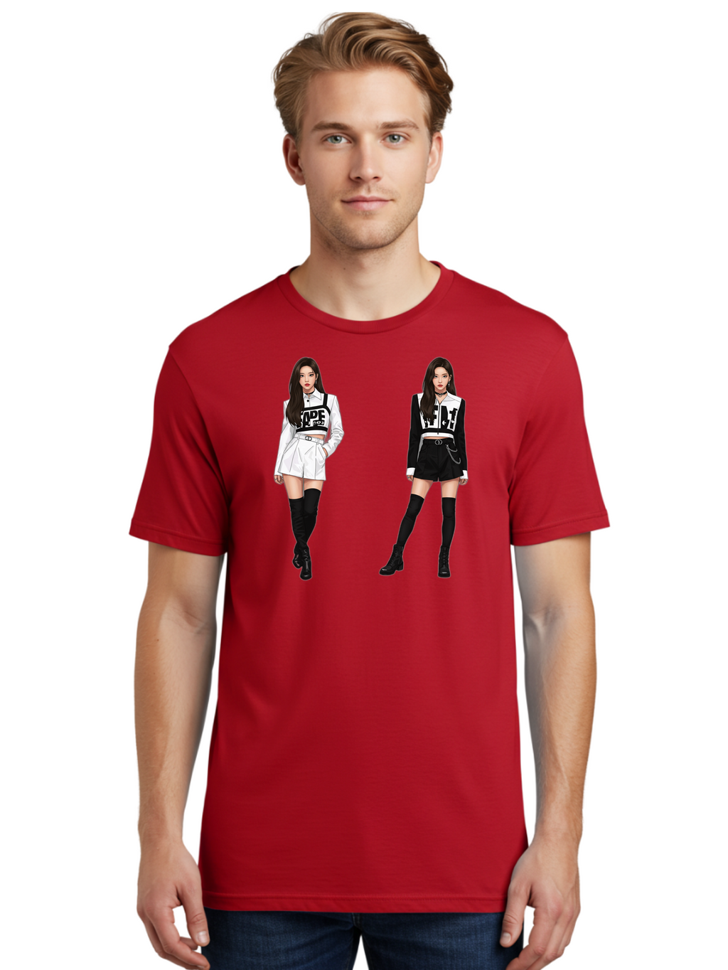 Aape-By-Baperama Men'S Graphic Tee, 100% Cotton, Comfortable Casual Summer Wear, Machine Washable, Fashion Illustration, Aape Clothing, Streetwear Style, Edgy Look, Bold Graphics, Monochrome Aesthetic, High-Contrast Visuals, Long Boots Bab616