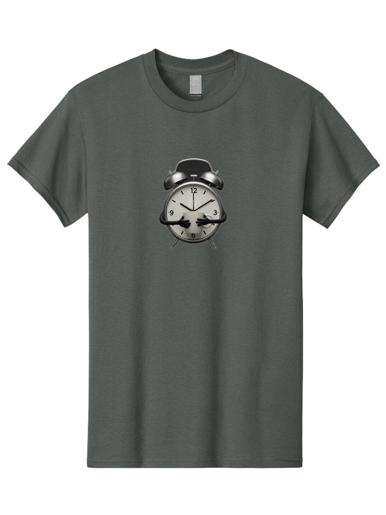 Alarm-Clock Men'S Graphic Tee, 100% Cotton, Comfortable Casual Summer Wear, Machine Washable, Alarm Clock With Hands At 11:30, Retro Style, Classic Design, Simple Analog Clock, Time Keeping, Morning Wake-Up, Black And White Clock Face, Bab618