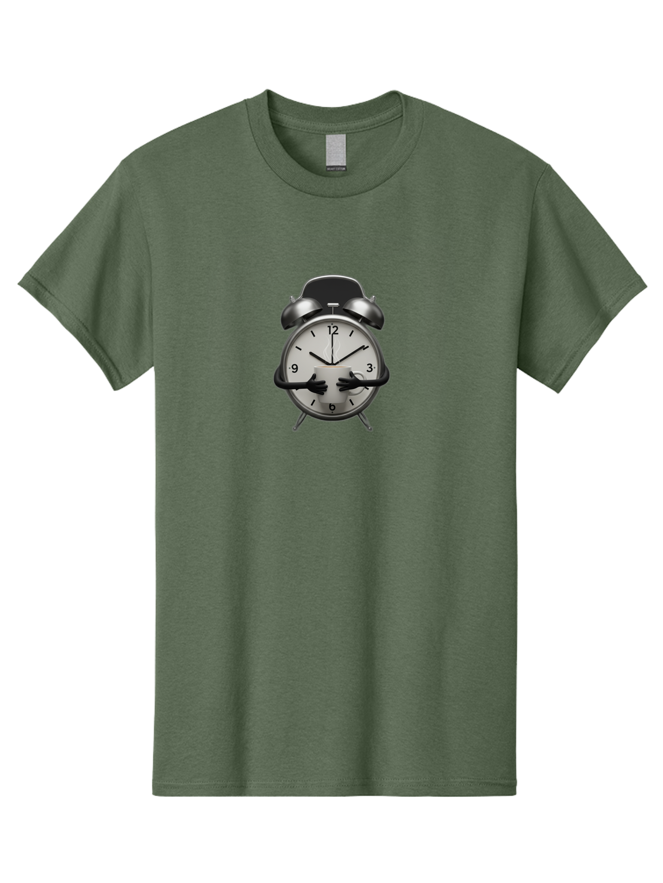 Alarm-Clock Men'S Graphic Tee, 100% Cotton, Comfortable Casual Summer Wear, Machine Washable, Alarm Clock With Hands At 11:30, Retro Style, Classic Design, Simple Analog Clock, Time Keeping, Morning Wake-Up, Black And White Clock Face, Bab618