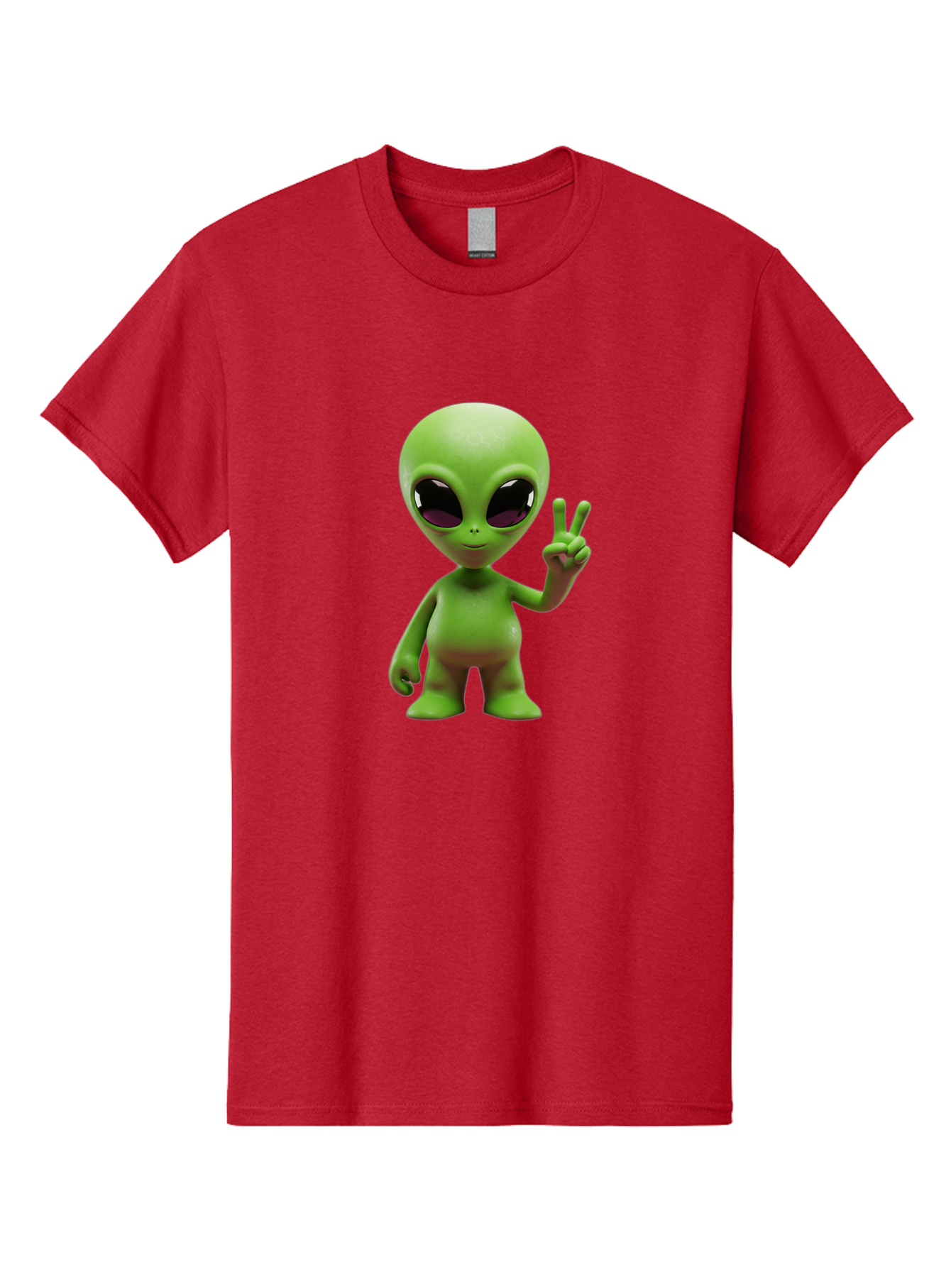 Alien-Peace-Sign-2 Men'S Graphic Tee, 100% Cotton, Comfortable Casual Summer Wear, Machine Washable, Alien Figure, Peace Sign, Friendly Gesture, Cartoon Character, E.T., Extraterrestrial Being, Fun, Quirky, Playful, 3D Rendering, Bab631