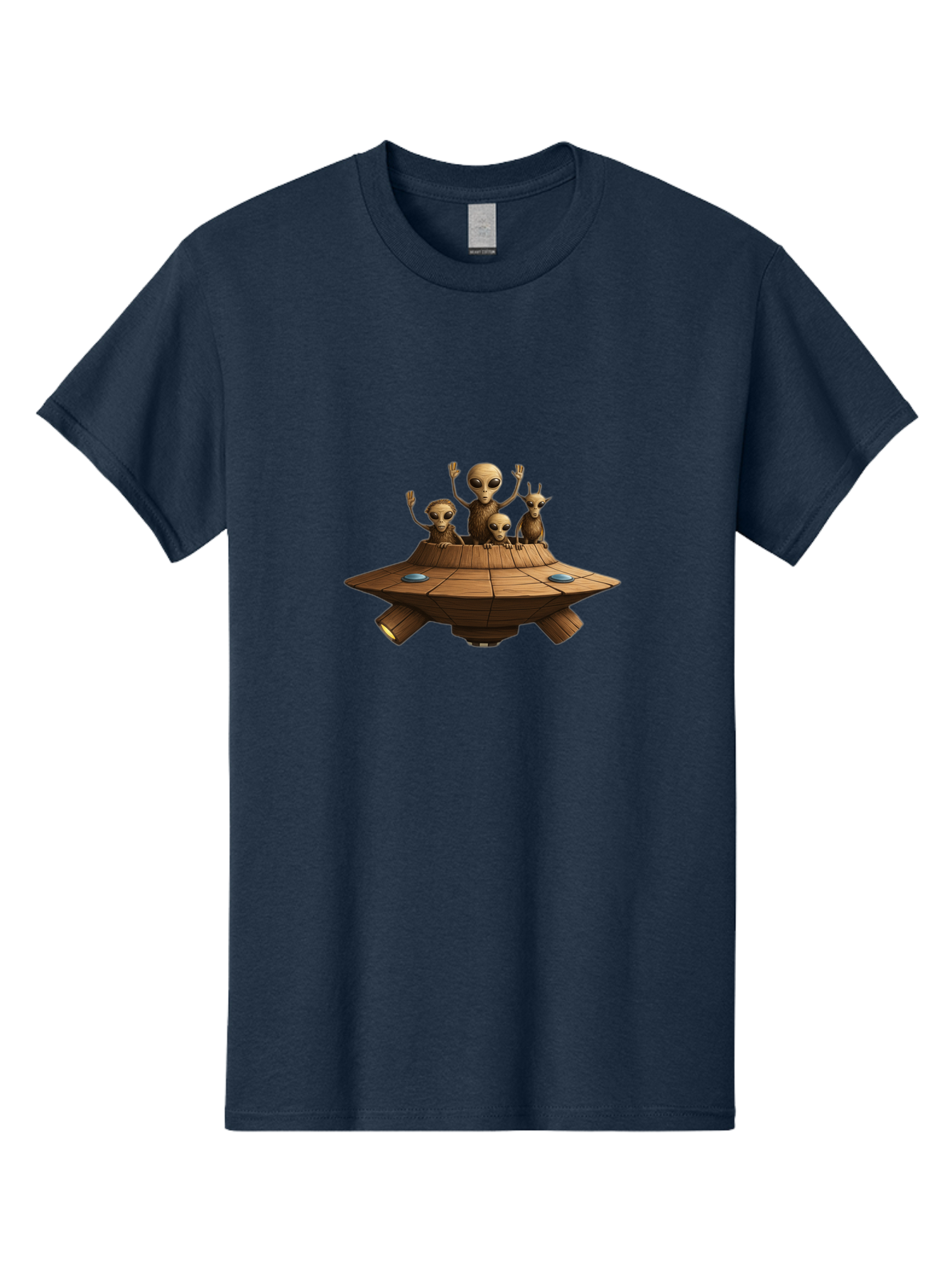 Aliens-On-Ufo-2 Men'S Graphic Tee, 100% Cotton, Comfortable Casual Summer Wear, Machine Washable, Aliens On Spaceship, Ufo Sighting, Extraterrestrial Life, Alien Family, Flying Saucer, Cartoon Style, Humorous Alien Encounter, Sci-Fi Humor, Bab640