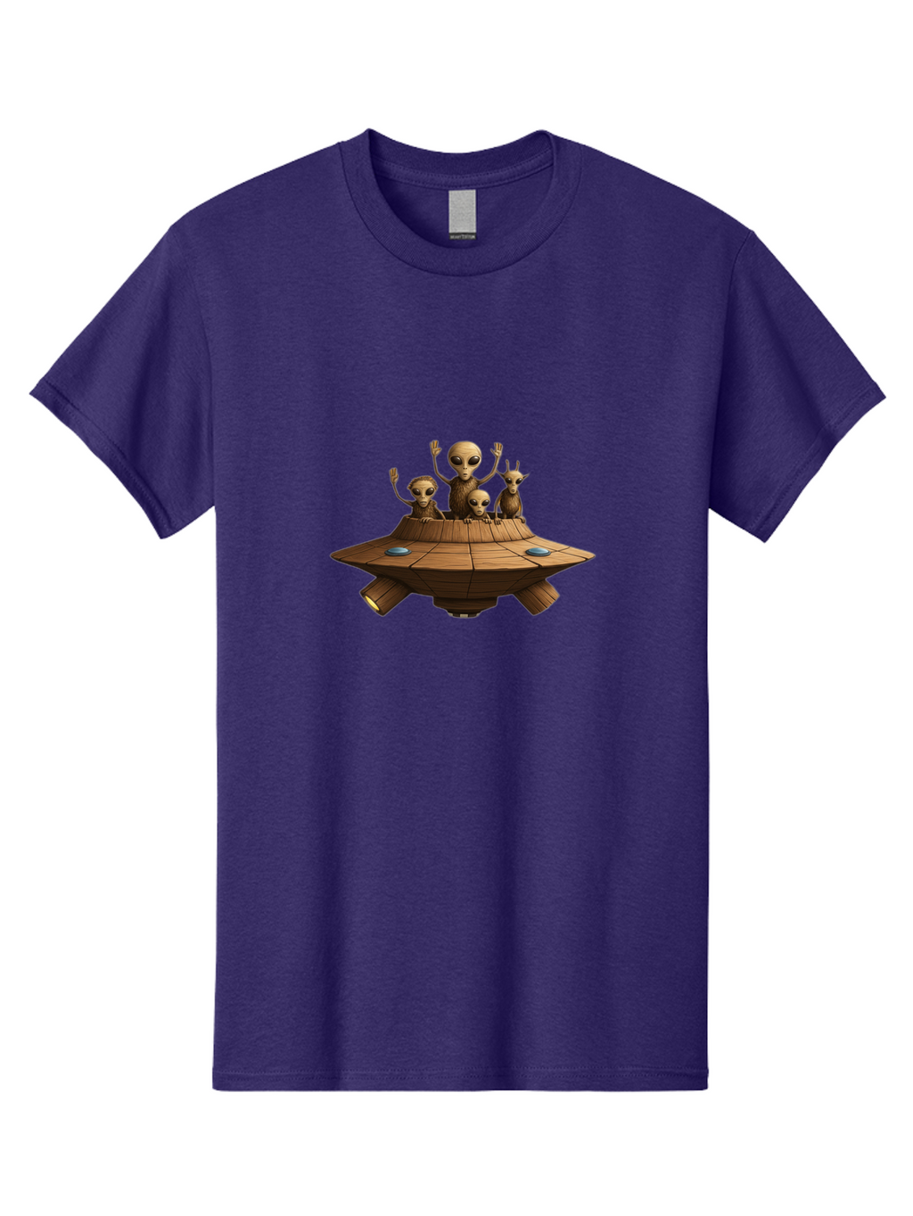 Aliens-On-Ufo-2 Men'S Graphic Tee, 100% Cotton, Comfortable Casual Summer Wear, Machine Washable, Aliens On Spaceship, Ufo Sighting, Extraterrestrial Life, Alien Family, Flying Saucer, Cartoon Style, Humorous Alien Encounter, Sci-Fi Humor, Bab640