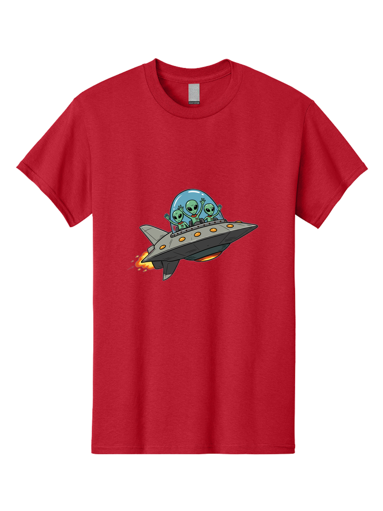 Aliens-On-Ufo-3 Men'S Graphic Tee, 100% Cotton, Comfortable Casual Summer Wear, Machine Washable, Cartoon Aliens, Grey Spaceship, Extraterrestrial Travel, Alien Adventure, Sci-Fi, Futuristic, Space Exploration, Friendly Aliens, Bab641
