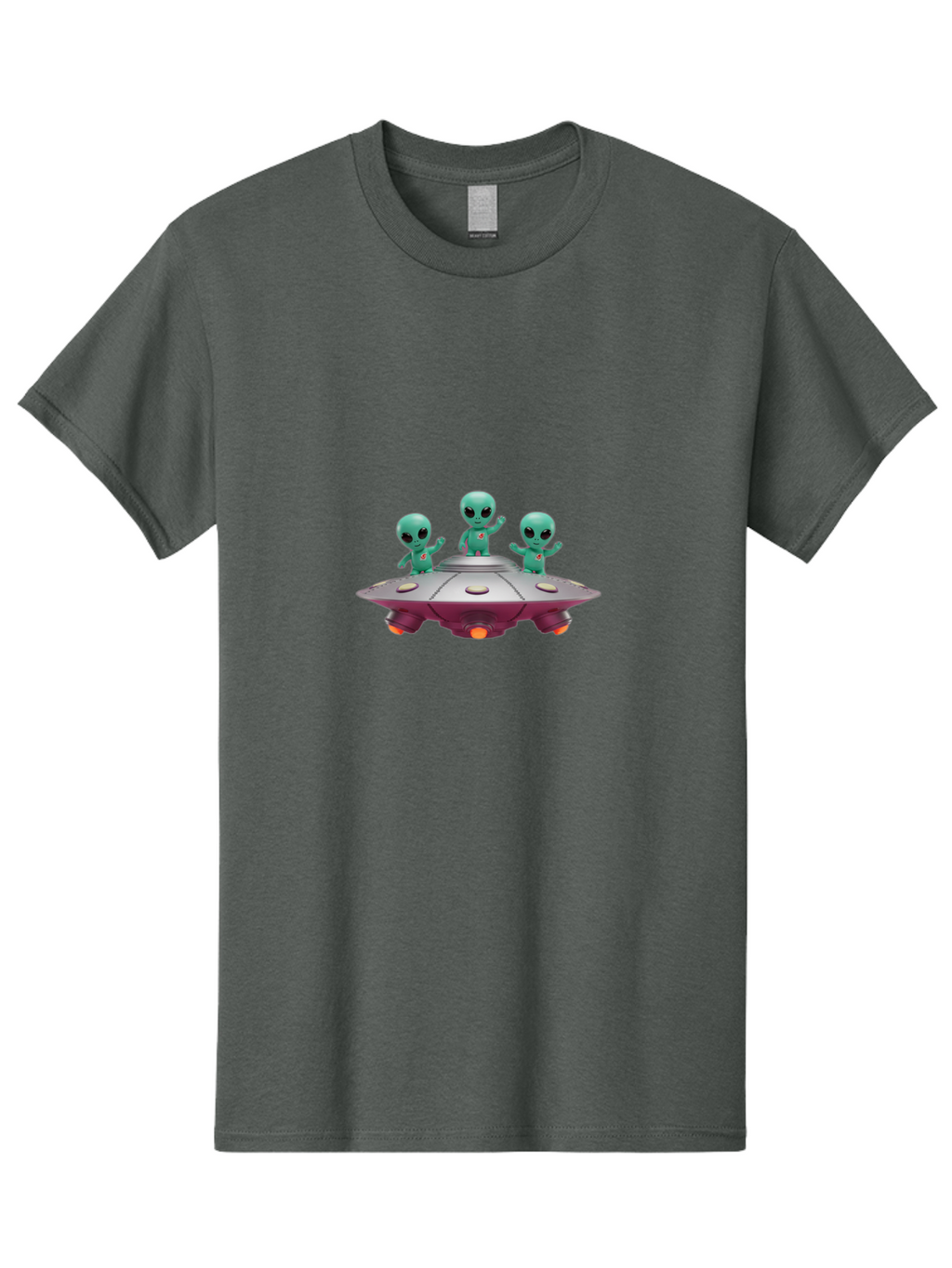 Aliens-On-Ufo Men'S Graphic Tee, 100% Cotton, Comfortable Casual Summer Wear, Machine Washable, Cartoon Aliens, Ufo Spaceship, Extraterrestrial Life, Science Fiction, Friendly Aliens, Outer Space, Futuristic Design, Glowing Lights, Bab642