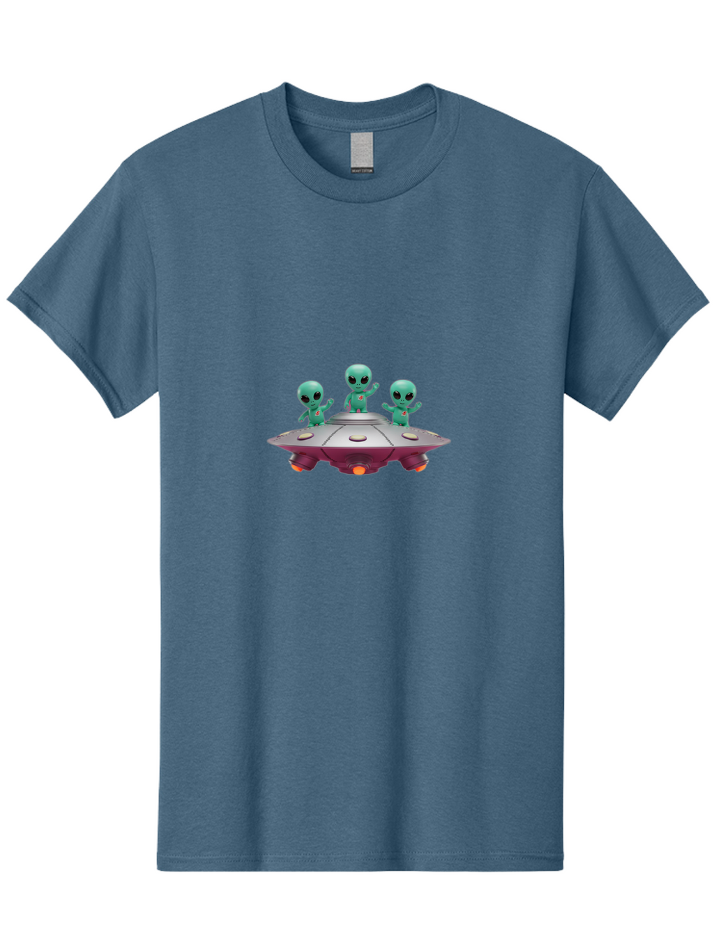 Aliens-On-Ufo Men'S Graphic Tee, 100% Cotton, Comfortable Casual Summer Wear, Machine Washable, Cartoon Aliens, Ufo Spaceship, Extraterrestrial Life, Science Fiction, Friendly Aliens, Outer Space, Futuristic Design, Glowing Lights, Bab642