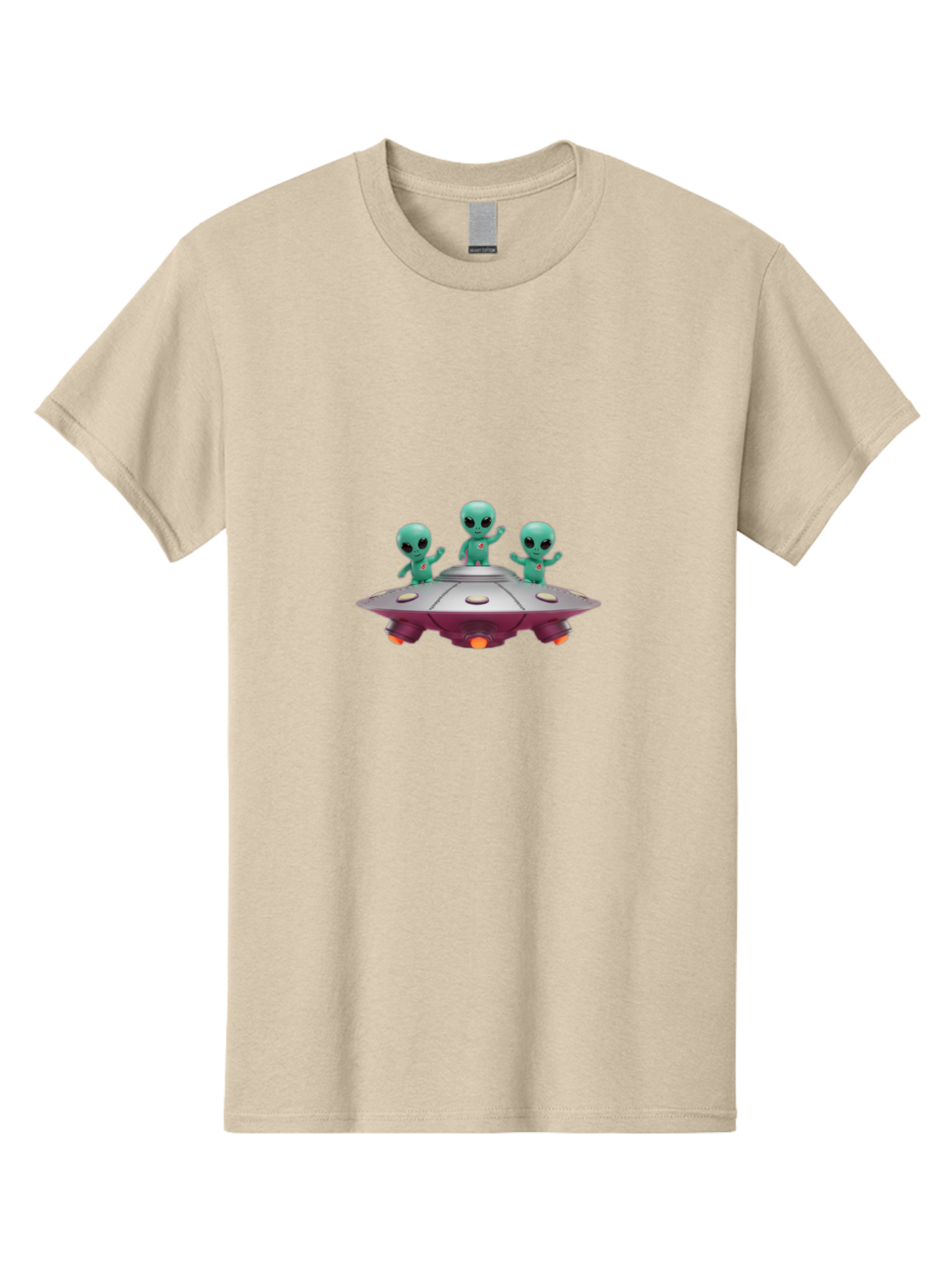 Aliens-On-Ufo Men'S Graphic Tee, 100% Cotton, Comfortable Casual Summer Wear, Machine Washable, Cartoon Aliens, Ufo Spaceship, Extraterrestrial Life, Science Fiction, Friendly Aliens, Outer Space, Futuristic Design, Glowing Lights, Bab642