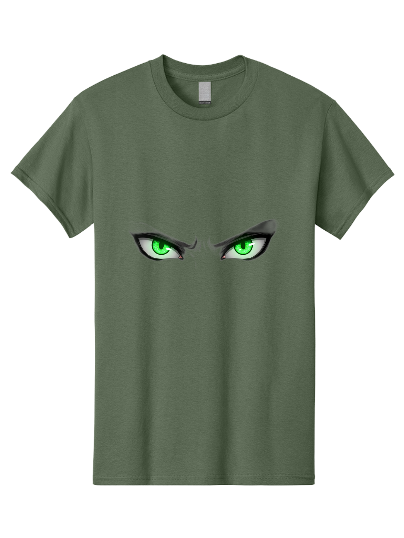 Angry-Eyes Men'S Graphic Tee, 100% Cotton, Comfortable Casual Summer Wear, Machine Washable, Menacing Stare, Intense Gaze, Green Eyes, Anime Style, Aggressive Expression, Bold Eyebrows, Cartoon Character, Dramatic Look Bab646