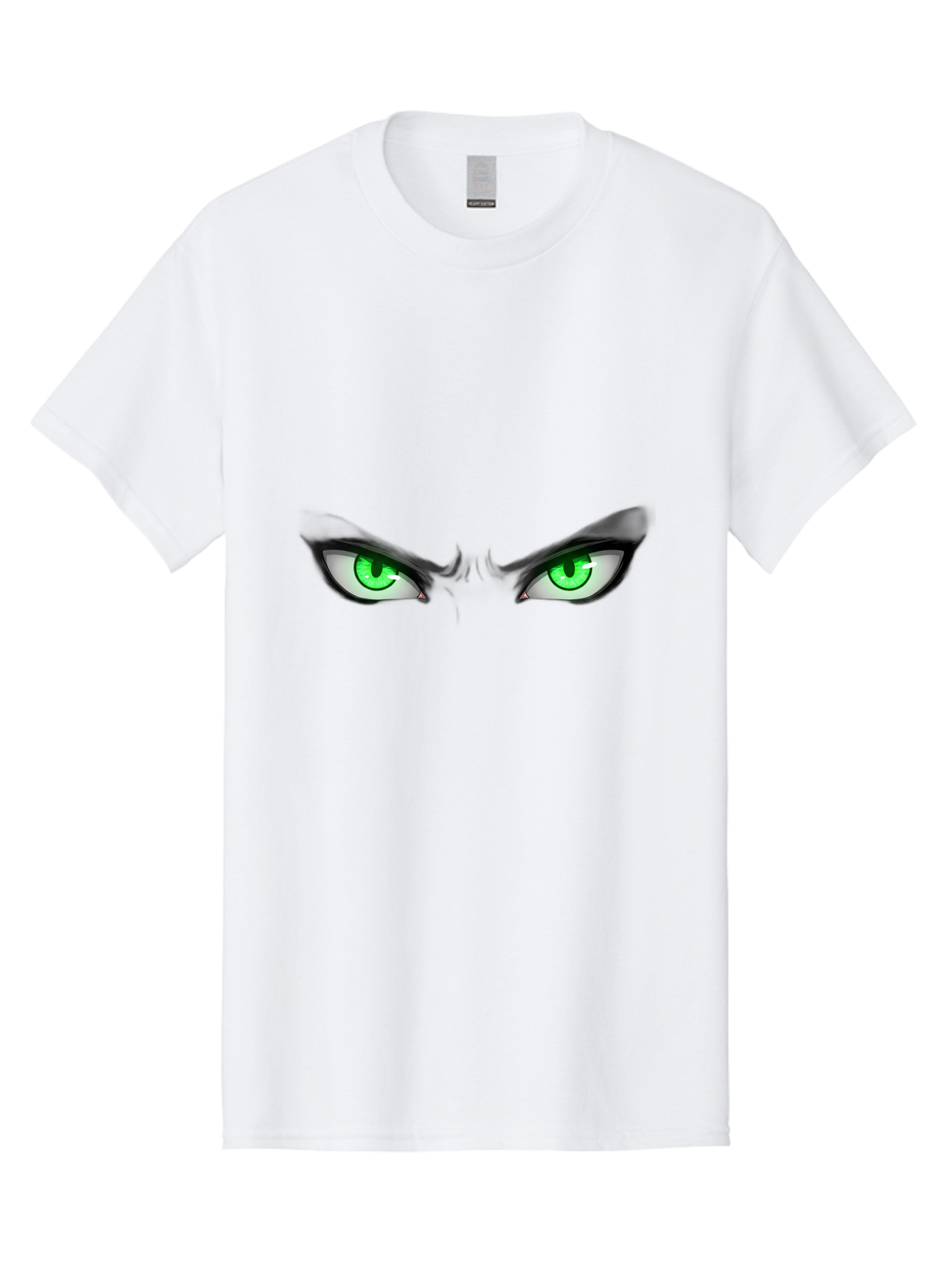 Angry-Eyes Men'S Graphic Tee, 100% Cotton, Comfortable Casual Summer Wear, Machine Washable, Menacing Stare, Intense Gaze, Green Eyes, Anime Style, Aggressive Expression, Bold Eyebrows, Cartoon Character, Dramatic Look Bab646
