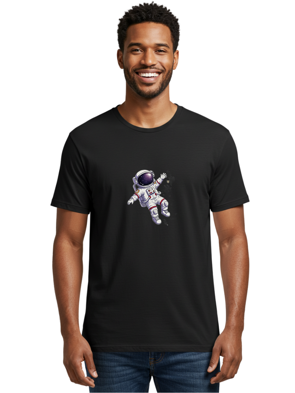 Astronaut-Floating Men'S Graphic Tee, 100% Cotton, Comfortable Casual Summer Wear, Machine Washable, Astronaut In Space, Floating Astronaut, White Spacesuit, Red Accents, Helmet With Stars, Space Exploration, Zero Gravity, Futuristic Design Bab651