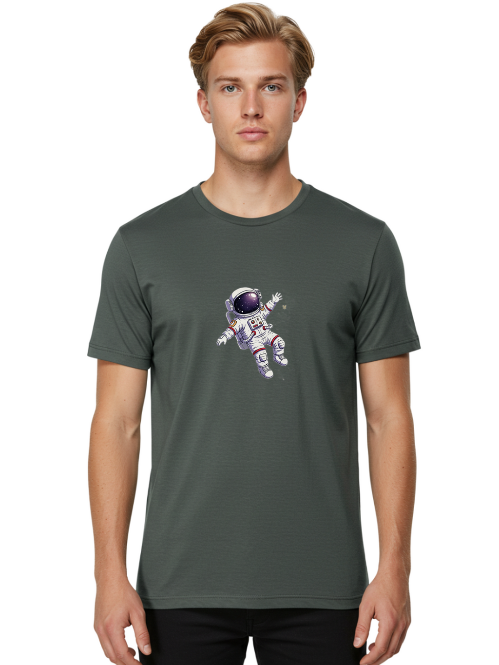 Astronaut-Floating Men'S Graphic Tee, 100% Cotton, Comfortable Casual Summer Wear, Machine Washable, Astronaut In Space, Floating Astronaut, White Spacesuit, Red Accents, Helmet With Stars, Space Exploration, Zero Gravity, Futuristic Design Bab651