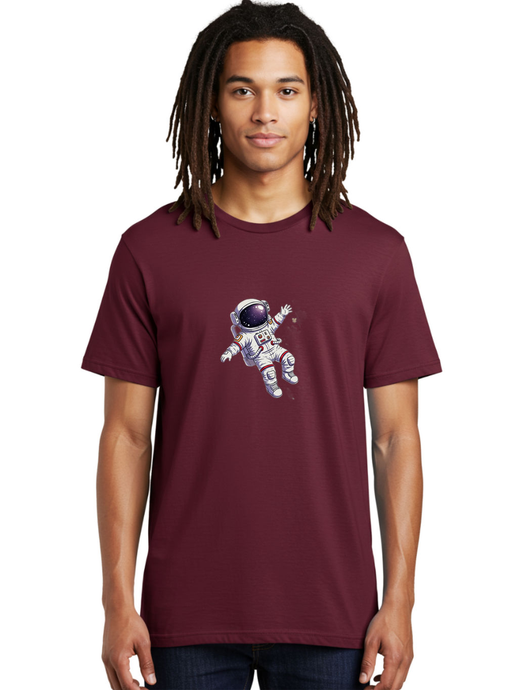 Astronaut-Floating Men'S Graphic Tee, 100% Cotton, Comfortable Casual Summer Wear, Machine Washable, Astronaut In Space, Floating Astronaut, White Spacesuit, Red Accents, Helmet With Stars, Space Exploration, Zero Gravity, Futuristic Design Bab651