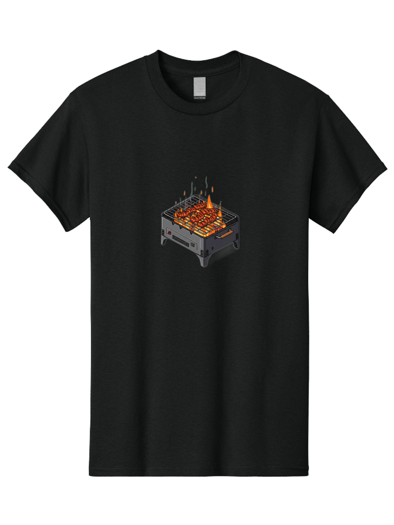 Barbecue-Grill-1 Men'S Graphic Tee, 100% Cotton, Comfortable Casual Summer Wear, Machine Washable, Barbecue Grill, Grilled Meat, Skewers, Flames, Outdoor Cooking, Delicious Food, Savory Dishes, Appetizing Meal, Grilled Vegetables, Bab655