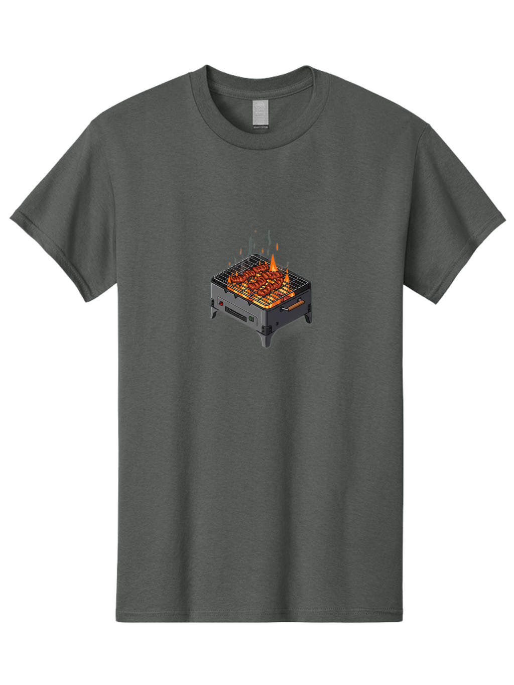 Barbecue-Grill-1 Men'S Graphic Tee, 100% Cotton, Comfortable Casual Summer Wear, Machine Washable, Barbecue Grill, Grilled Meat, Skewers, Flames, Outdoor Cooking, Delicious Food, Savory Dishes, Appetizing Meal, Grilled Vegetables, Bab655