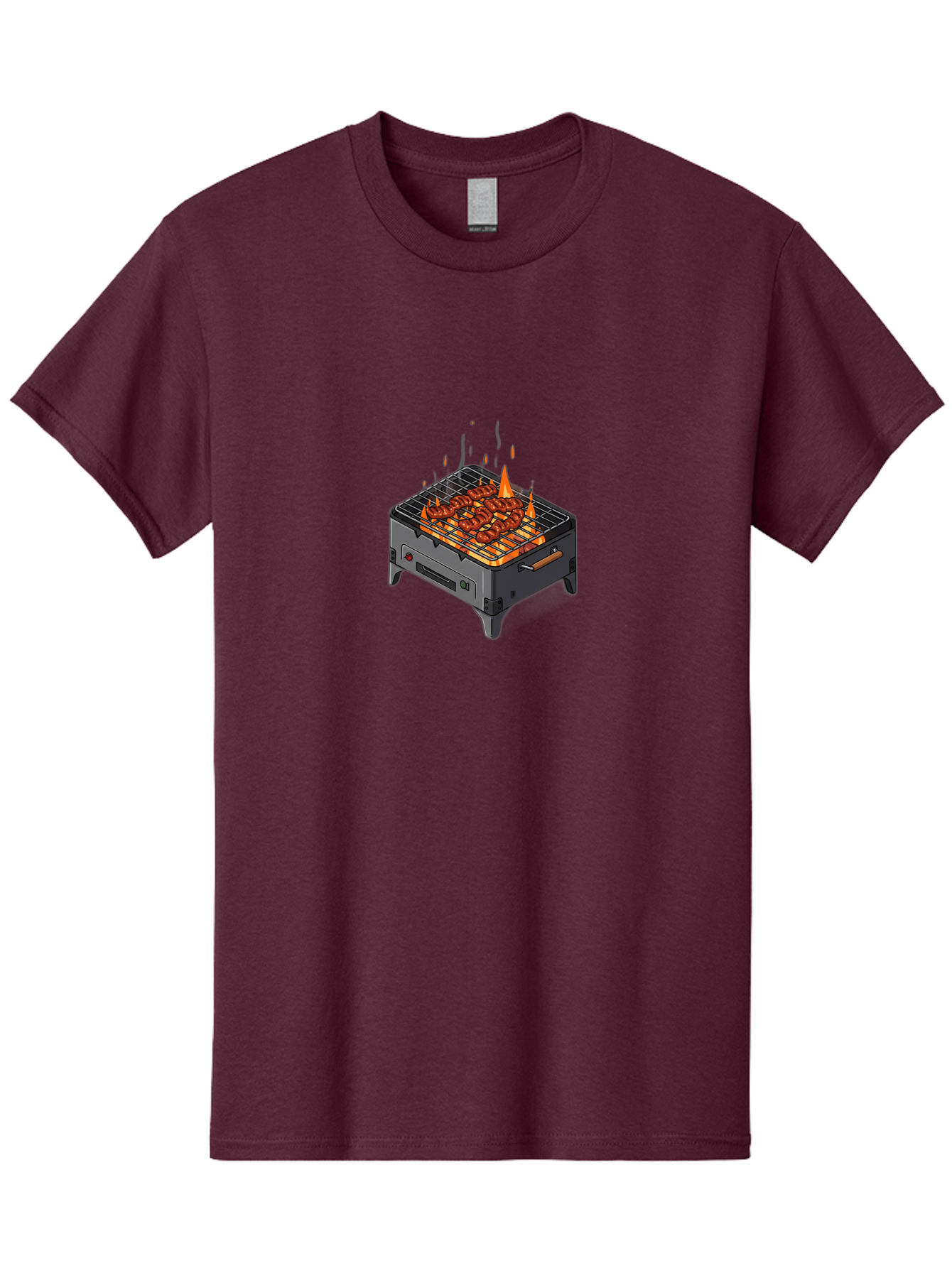 Barbecue-Grill-1 Men'S Graphic Tee, 100% Cotton, Comfortable Casual Summer Wear, Machine Washable, Barbecue Grill, Grilled Meat, Skewers, Flames, Outdoor Cooking, Delicious Food, Savory Dishes, Appetizing Meal, Grilled Vegetables, Bab655