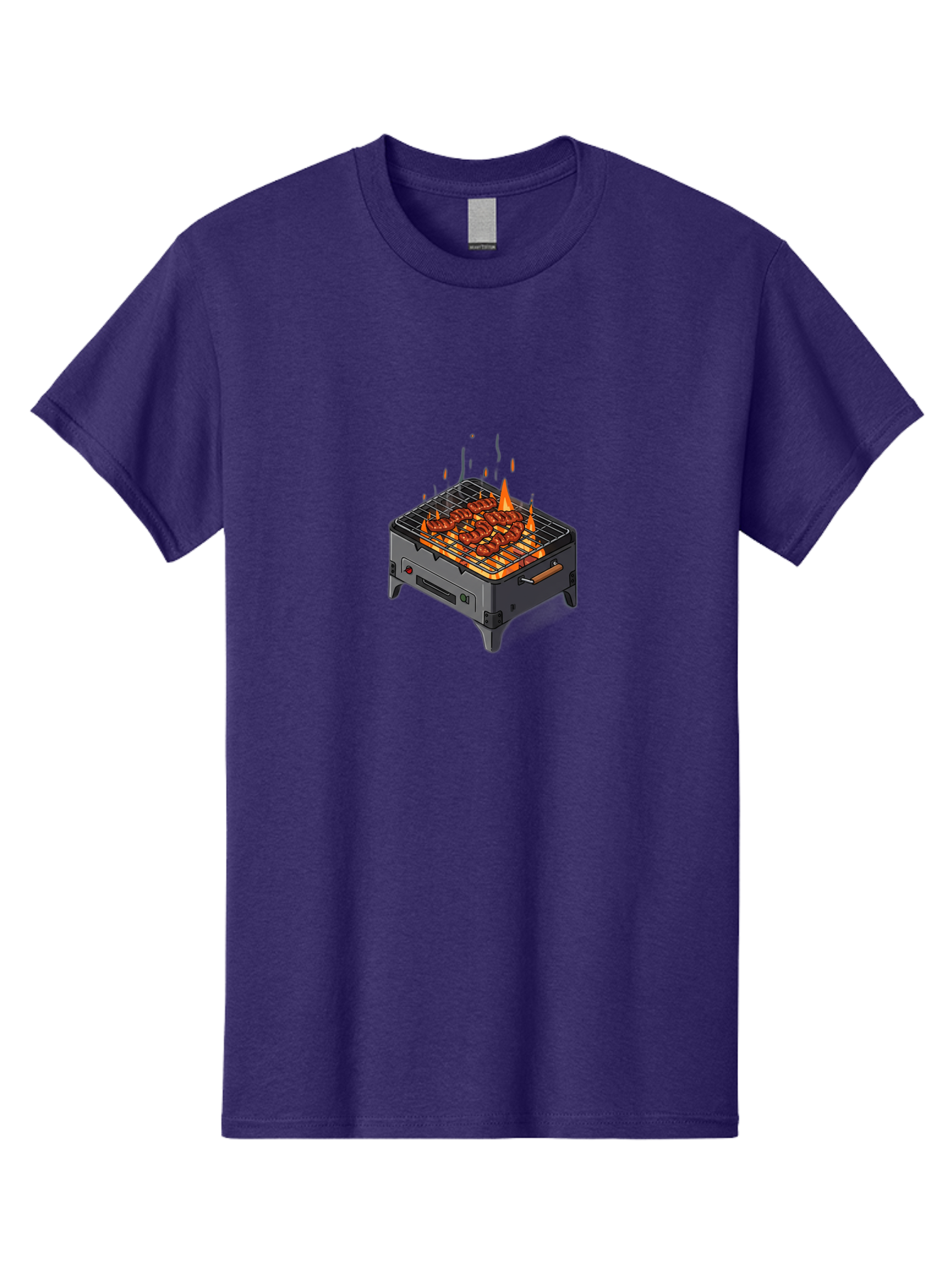 Barbecue-Grill-1 Men'S Graphic Tee, 100% Cotton, Comfortable Casual Summer Wear, Machine Washable, Barbecue Grill, Grilled Meat, Skewers, Flames, Outdoor Cooking, Delicious Food, Savory Dishes, Appetizing Meal, Grilled Vegetables, Bab655