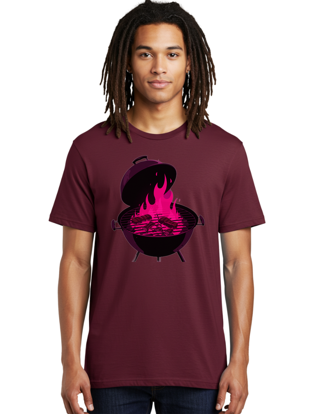 Barbecue-Grill-4 Men'S Graphic Tee, 100% Cotton, Comfortable Casual Summer Wear, Machine Washable, Barbecue Grill, Grilling Meat, Hot Flames, Cooking Outdoors, Summer Food, Grilling Burgers Bab658