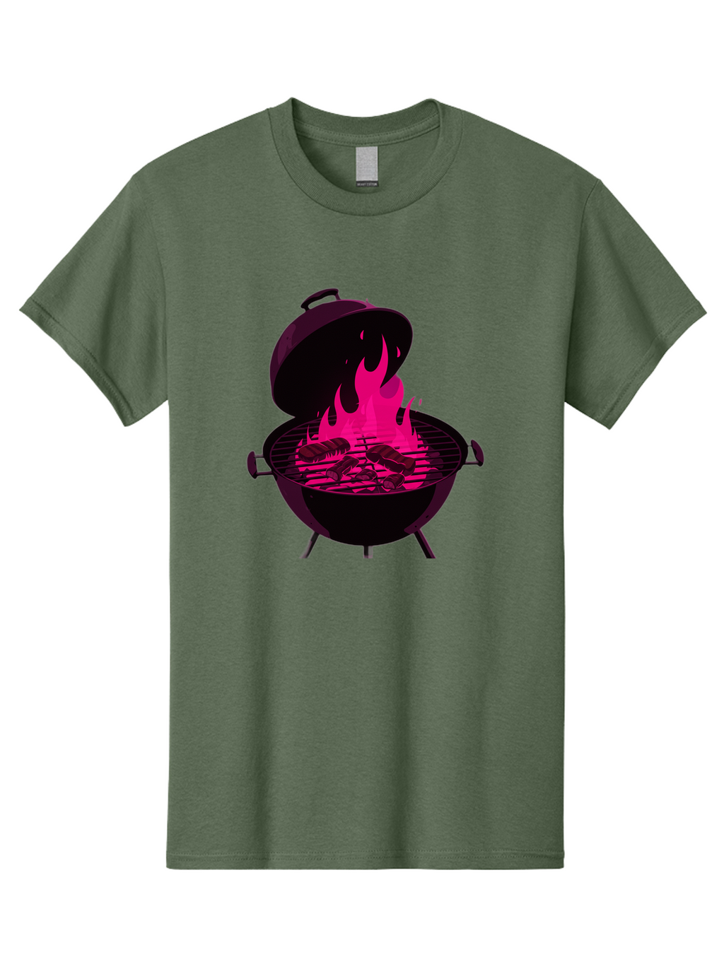 Barbecue-Grill-4 Men'S Graphic Tee, 100% Cotton, Comfortable Casual Summer Wear, Machine Washable, Barbecue Grill, Grilling Meat, Hot Flames, Cooking Outdoors, Summer Food, Grilling Burgers Bab658
