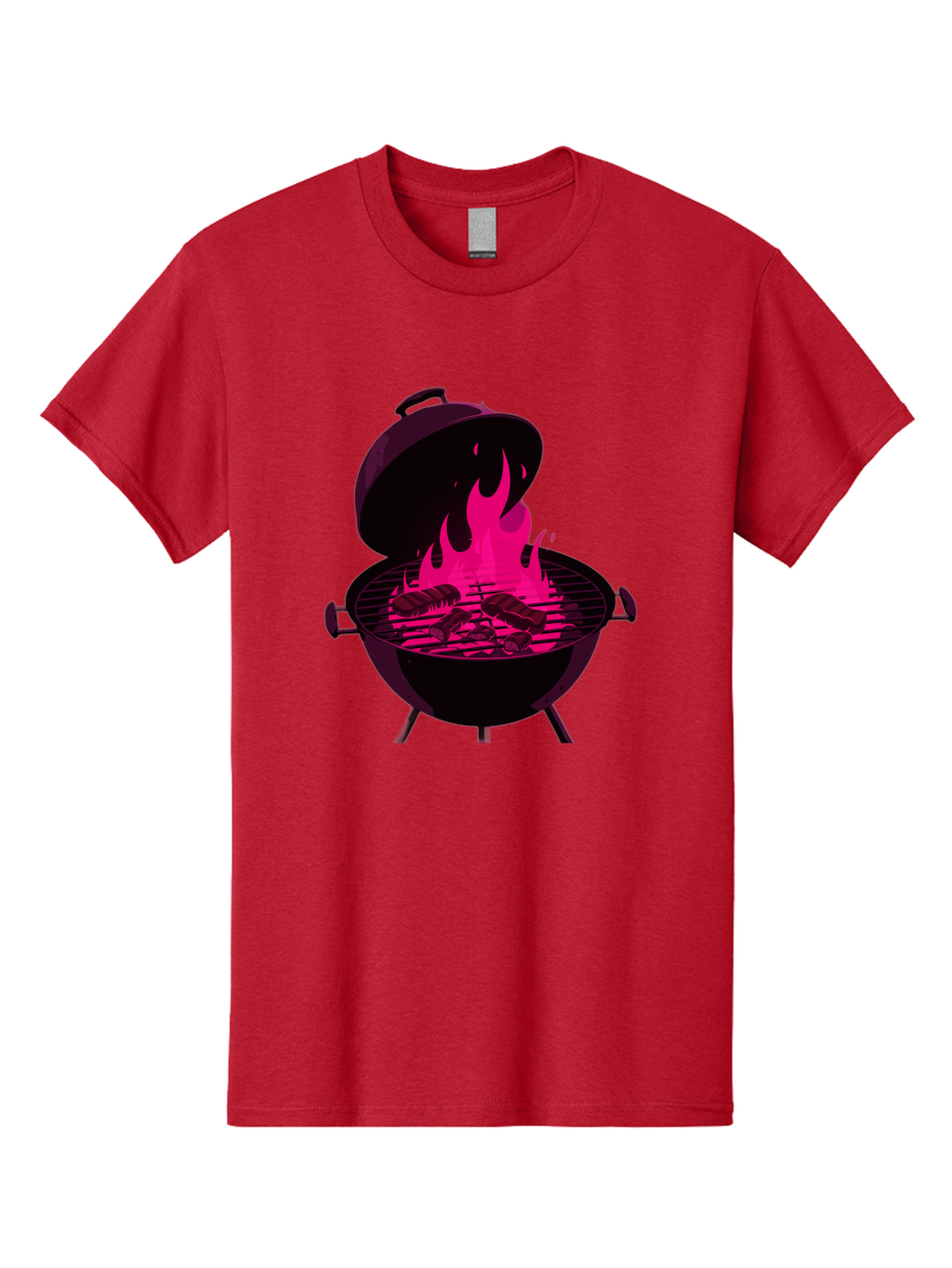 Barbecue-Grill-4 Men'S Graphic Tee, 100% Cotton, Comfortable Casual Summer Wear, Machine Washable, Barbecue Grill, Grilling Meat, Hot Flames, Cooking Outdoors, Summer Food, Grilling Burgers Bab658
