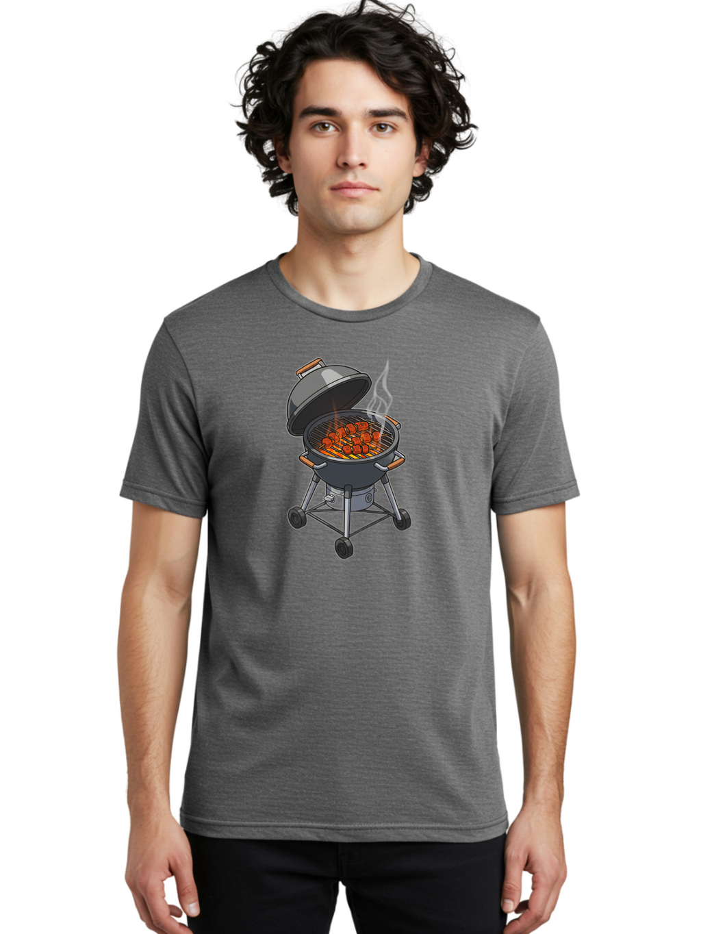 Barbecue-Grill-5 Men'S Graphic Tee, 100% Cotton, Comfortable Casual Summer Wear, Machine Washable, Barbecue Grill, Grilled Meats, Outdoor Cooking, Barbecue Ingredients, Charcoal Grill, Grilled Food, Summer Cooking, Barbecue Accessories, Bab659