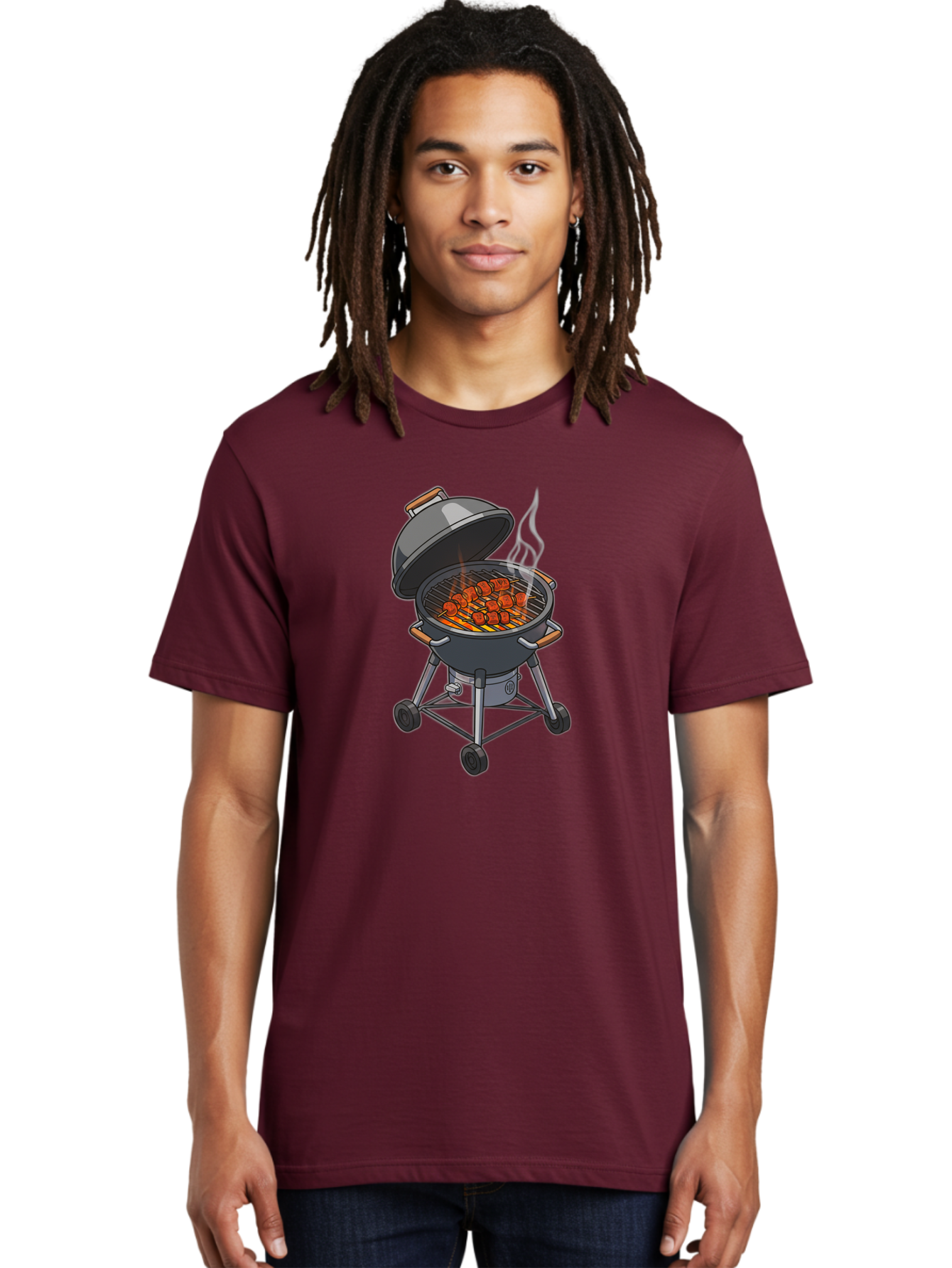 Barbecue-Grill-5 Men'S Graphic Tee, 100% Cotton, Comfortable Casual Summer Wear, Machine Washable, Barbecue Grill, Grilled Meats, Outdoor Cooking, Barbecue Ingredients, Charcoal Grill, Grilled Food, Summer Cooking, Barbecue Accessories, Bab659